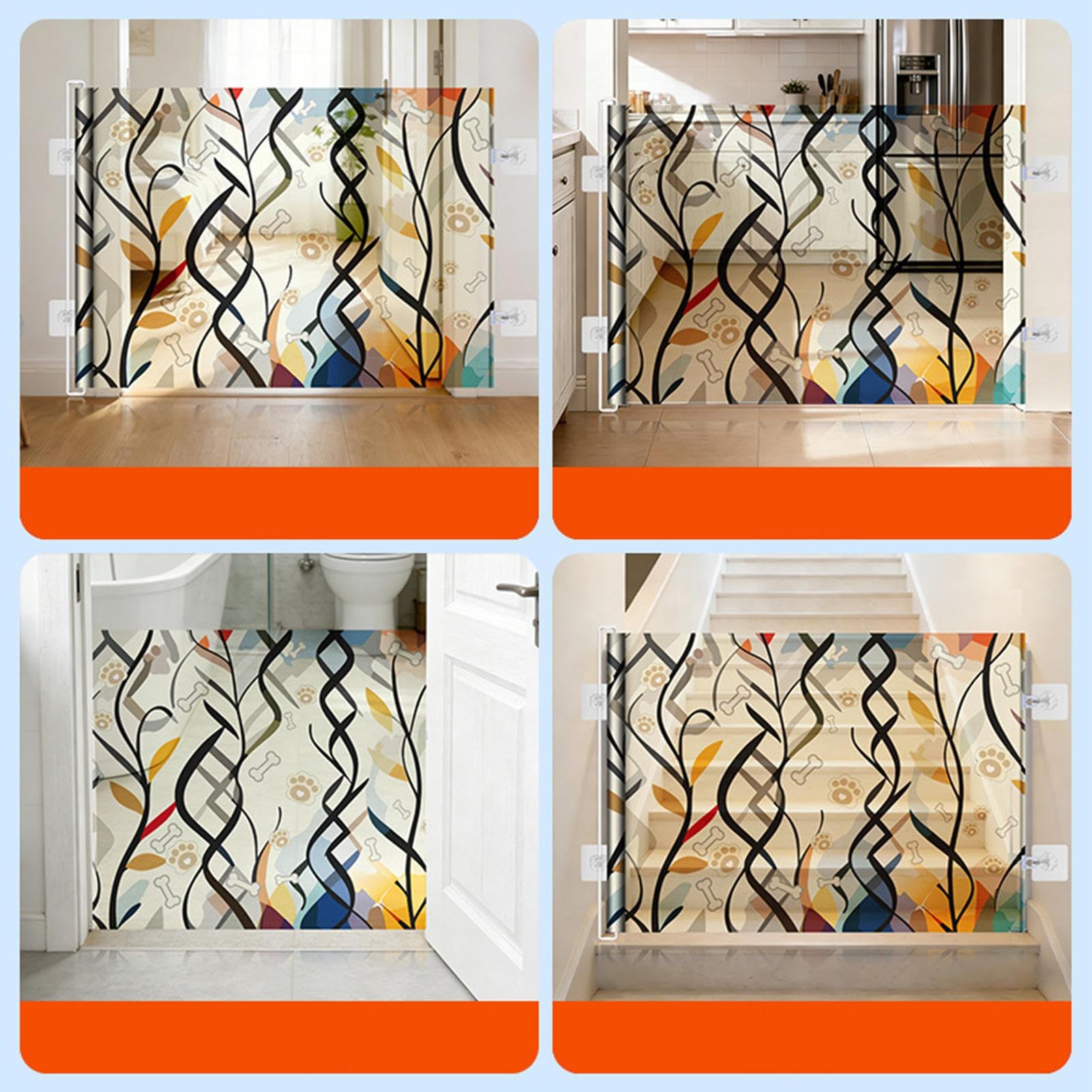 Cancello per Cani per Scale Recinto retrattile per cuccioli senza fori | Cancello barriera per cani da interno per Scale, Porte, Balconi, Cucine, Camere, Bagni, Casa, Appartamento