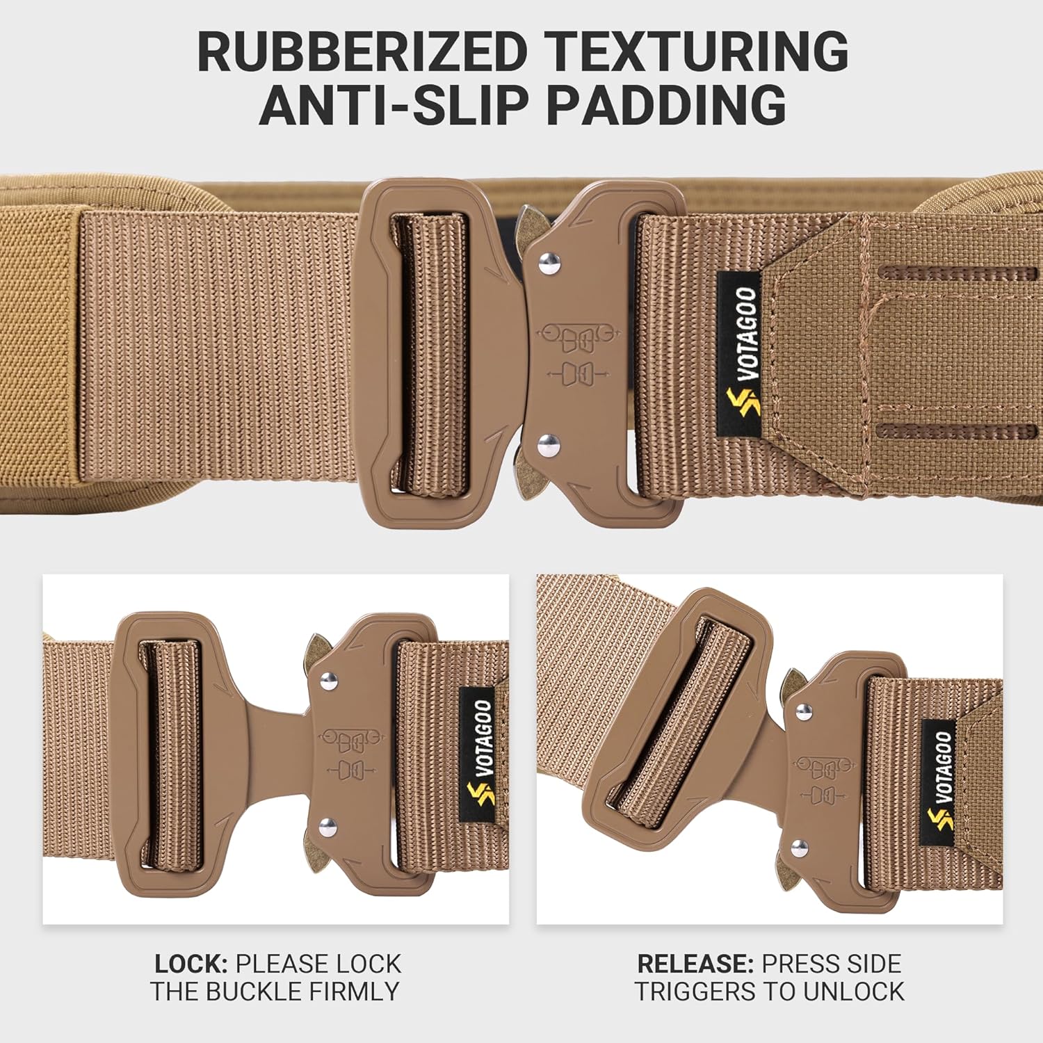 VOTAGOO Tactical Battle Belt with Quick Release Buckle MOLLE System, Heavy Duty Gun Holster Belt
