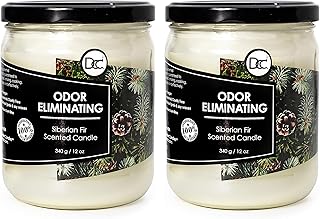 Siberian Fir Two Pack Odor Eliminating Highly Fragranced Candle - Eliminates 95% of Pet, Smoke, Food, and Other Smells Quickly - Up to 80 Hour Burn time - 12 Ounce Premium Soy Blend