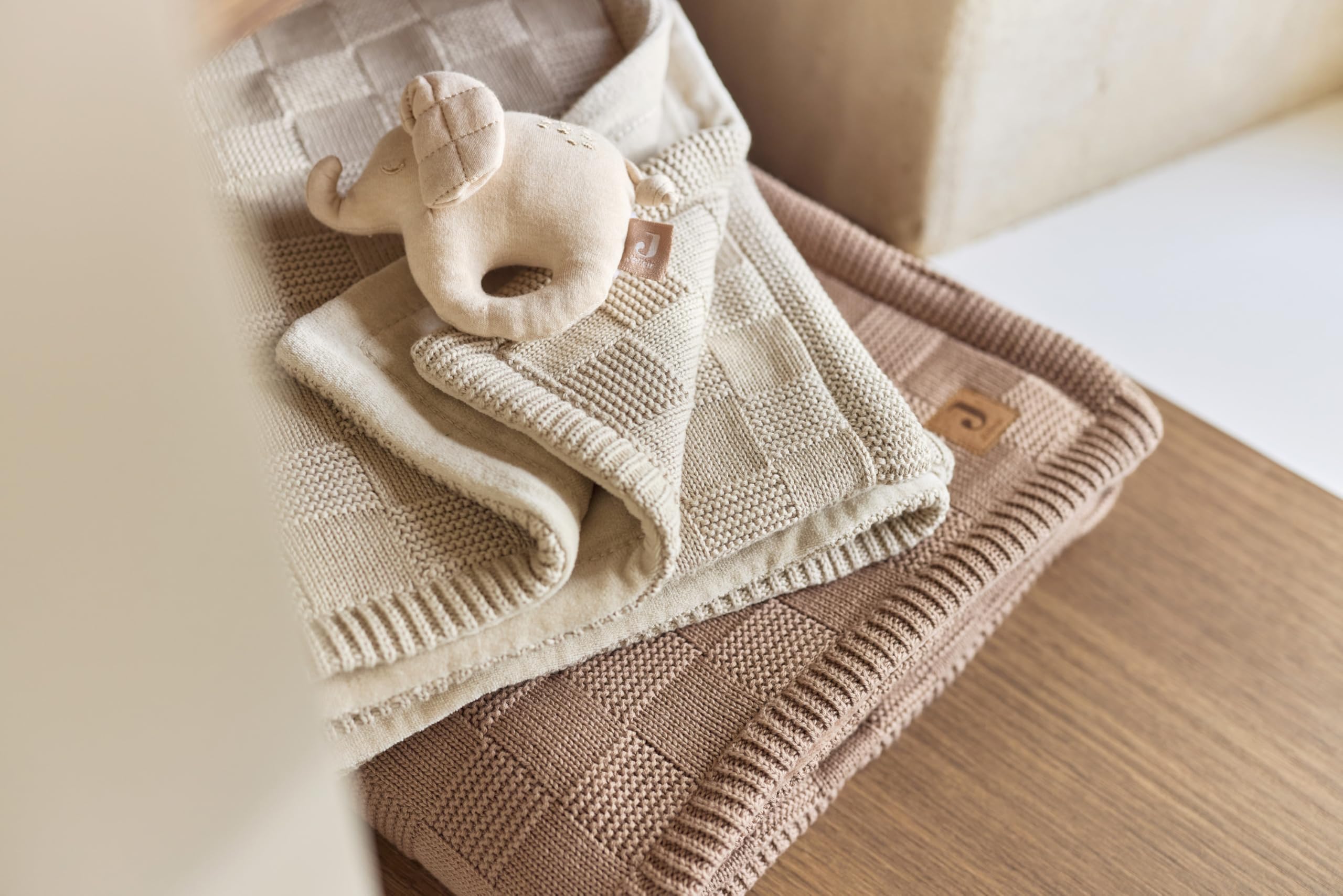 Jollein Coperta per neonati Box Knit - Warm Sand - 100x150cm - 100% cotone - Per culla - 1,0 TOG - Certificazione GOTS
