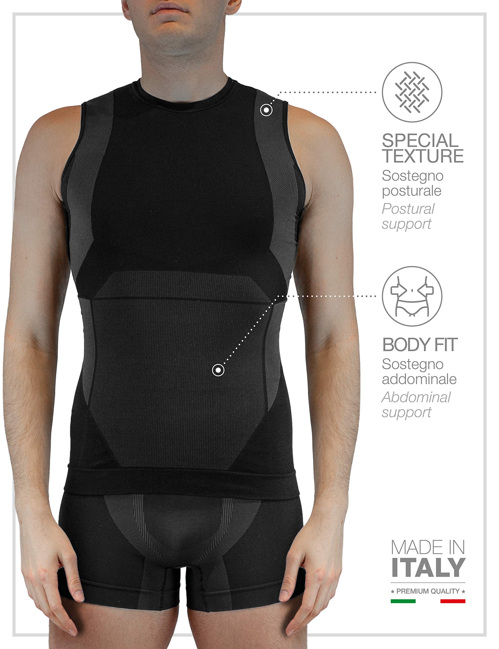 FarmaMed Ecodrytech Camiseta de Tirantes Hombre, Trabajo, Deporte, Aire Libre, Fitness, Seamless, Antibacteriano, Antiolor, 100%