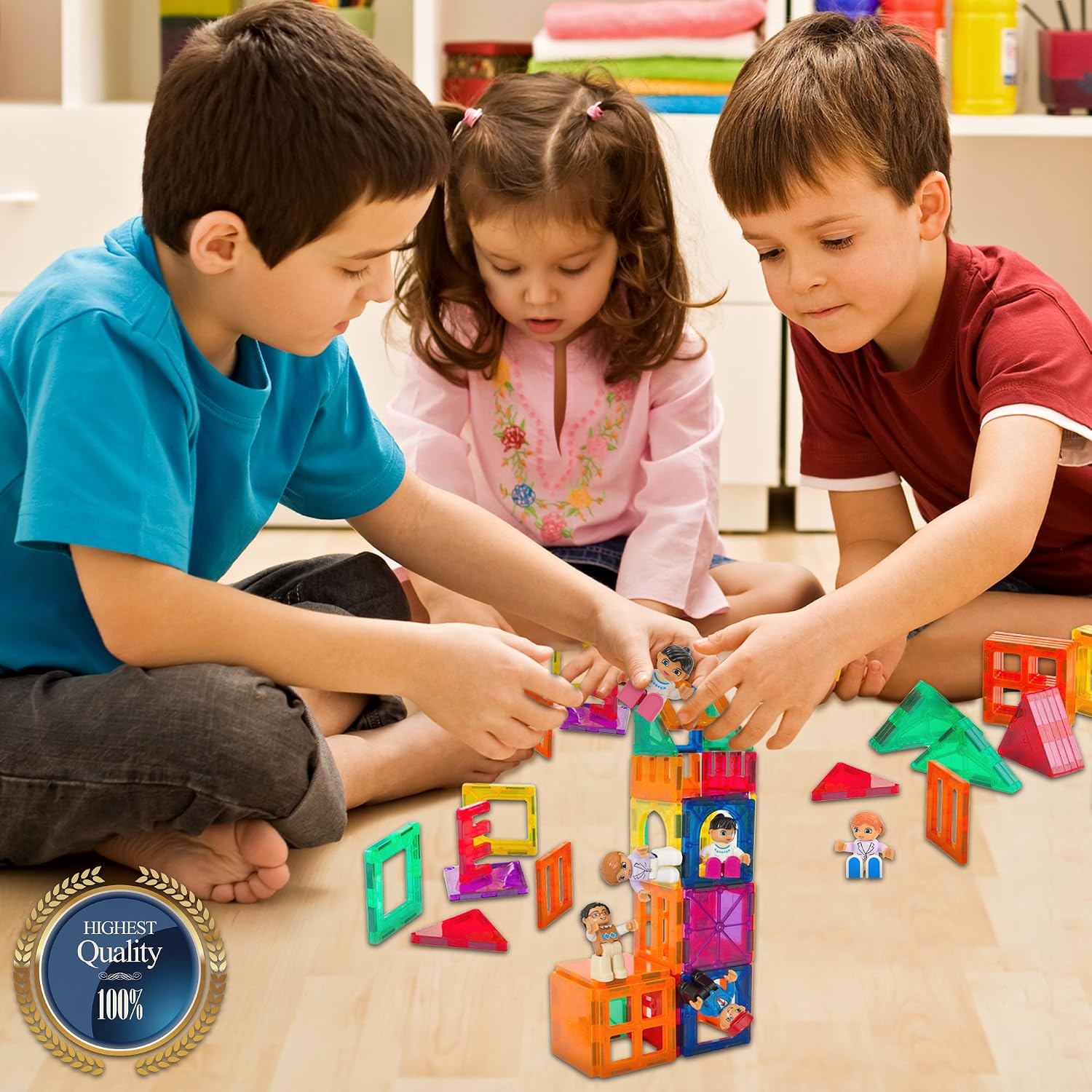 Magnetic Figures Set of 4–Toddlers Community Action Toy People, Magnetic Tiles Expansion Pack for Boys and Girls – Educational Stem Toys Add on Sets Pilots, Flight Attended, Air Traffic Support image 5