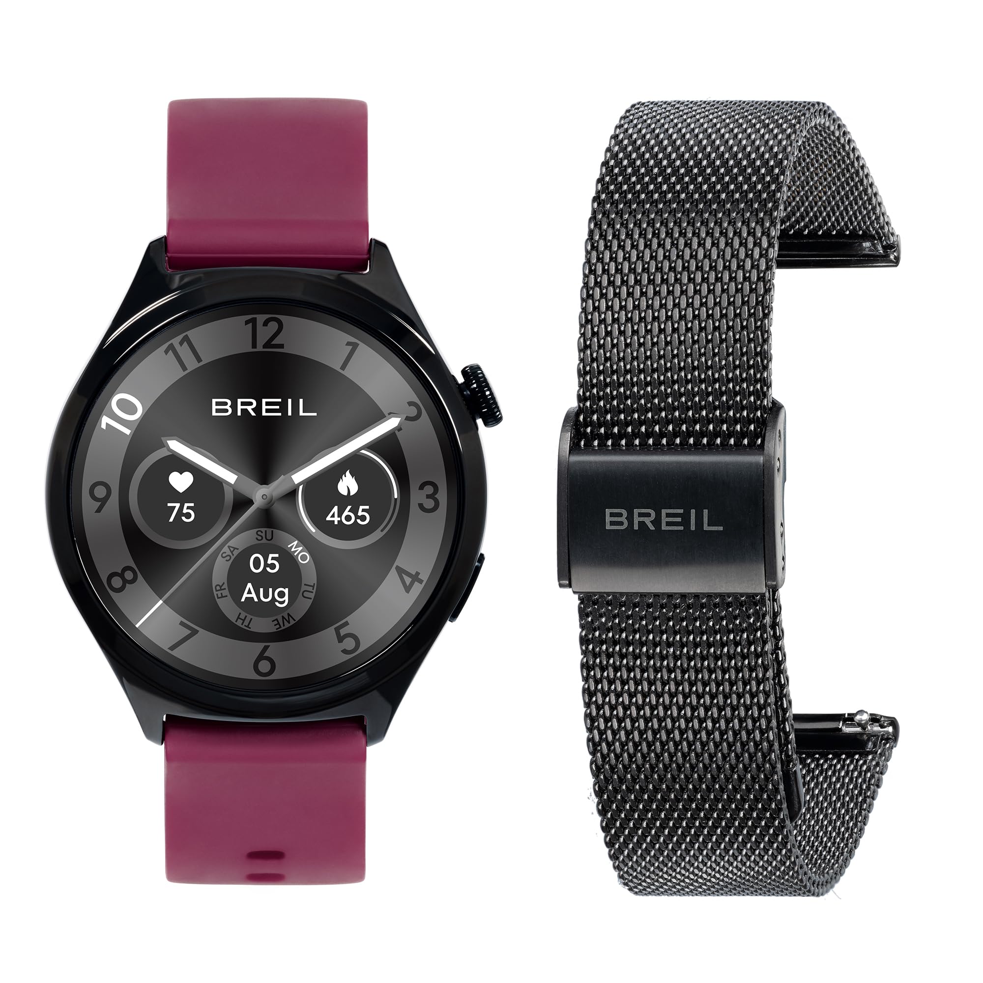 Breil, Collezione BC 3.9, Smartwatch Unisex con 2 Cinturini, in Silicone e in Acciaio Maglia Mesh, Resistente all'Acqua, Connettività Bluetooth, Ricarica Wireless, Cassa 39 mm in Lega di Zinco