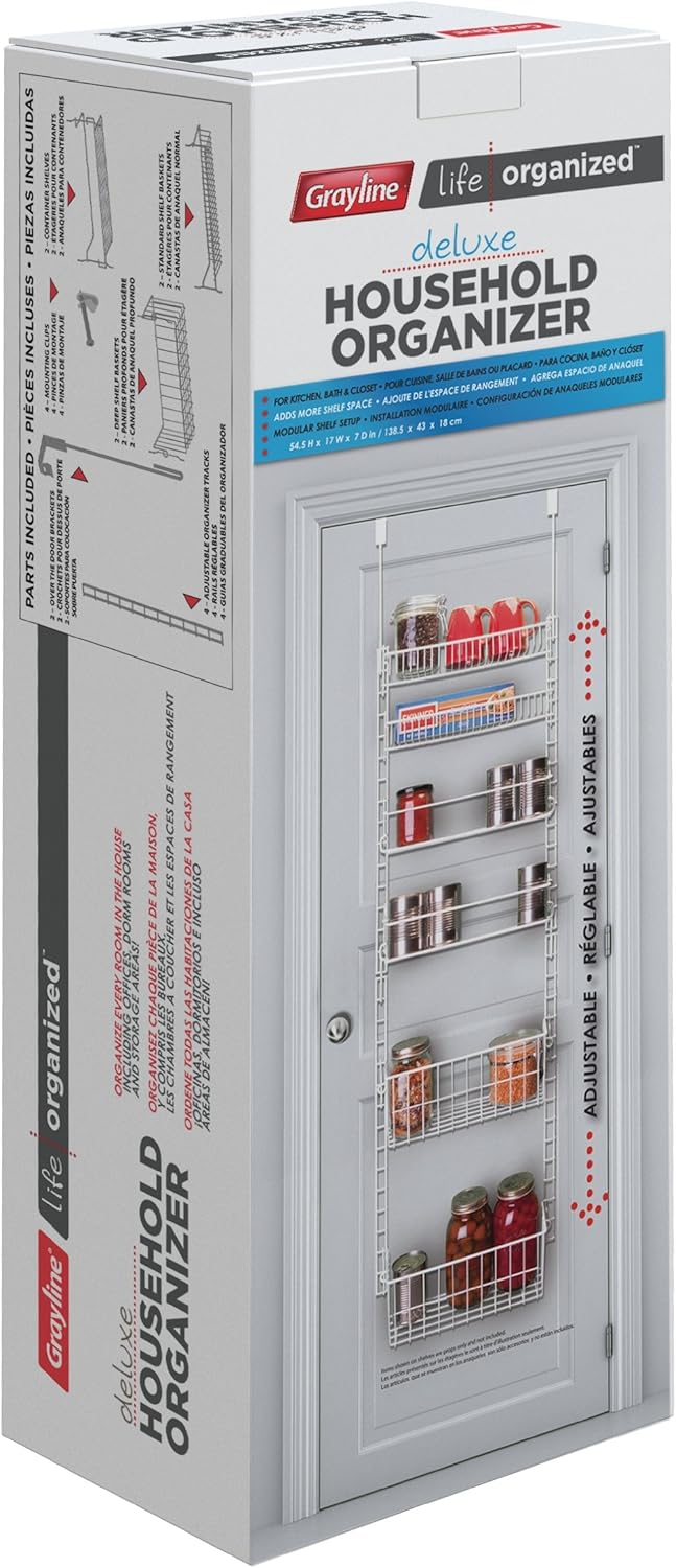 GRAYLINE 410248, Deluxe Back of Door/Wall Storage System, White