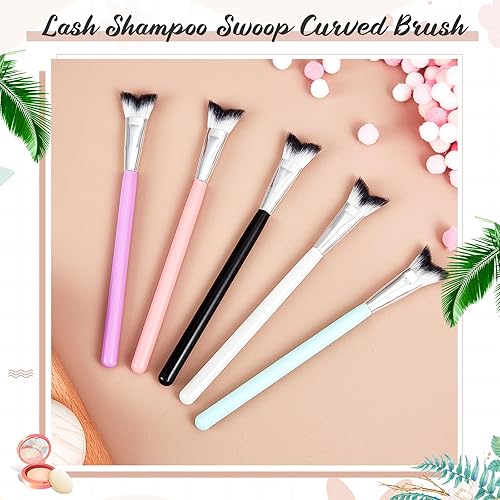 Miniatura 4 de Mifoci 30 piezas de cepillo de limpieza de pestañas esponjoso, champú Swoop, cepillo curvo de pestañas para limpieza, extensión de pestañas, cepillo