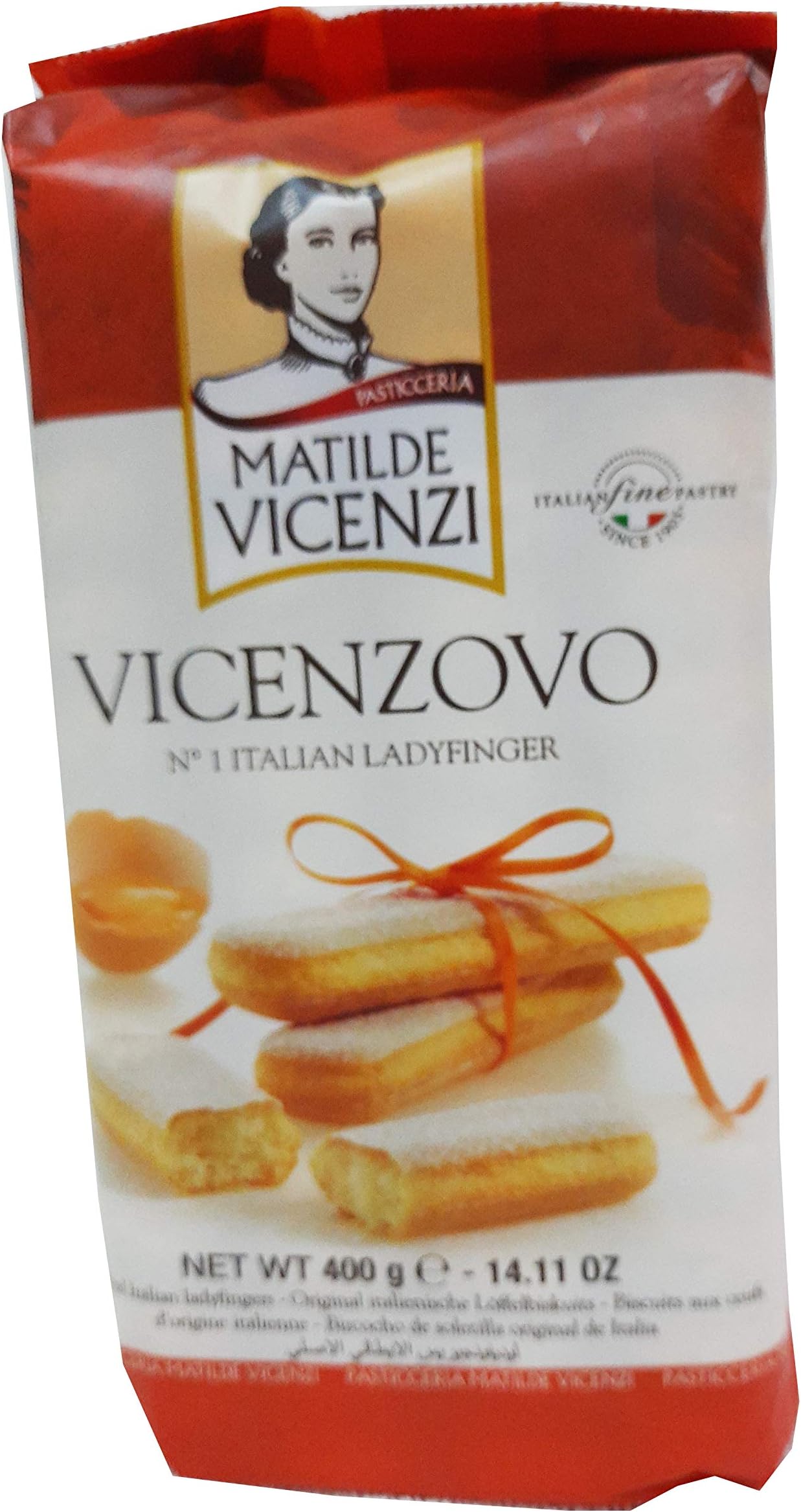 Matilde Vicenzi Vicenzovo Ladyfingers - Classic Italian Biscuits, Ladyfingers Cookies for Tiramisu - Kosher Dairy Cookies - Italian Pastries for Bakery & Dessert Gifts - 14.11 oz (400g)
