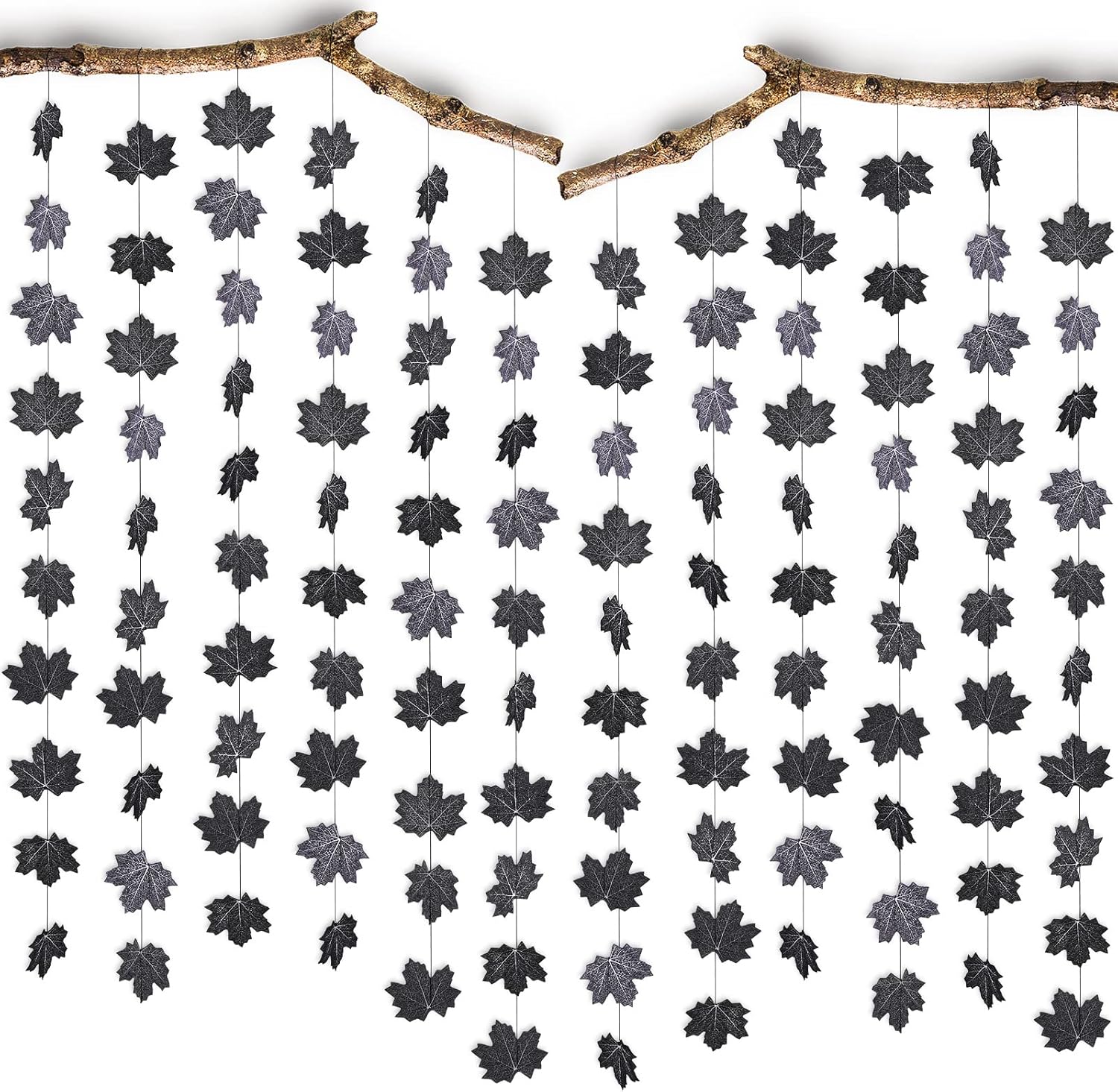 Yunlly 12 Pcs Black Leaf Garland Halloween Black Vines Fall
