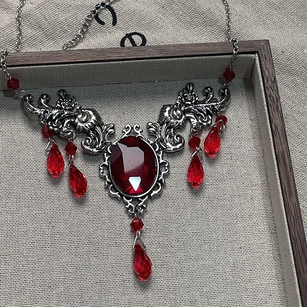 Halloween Red Necklace and Earrings Sets Gothic Jewelry Halloween Costume Accessories Punk Jewelry Accessories For Women - Image 6