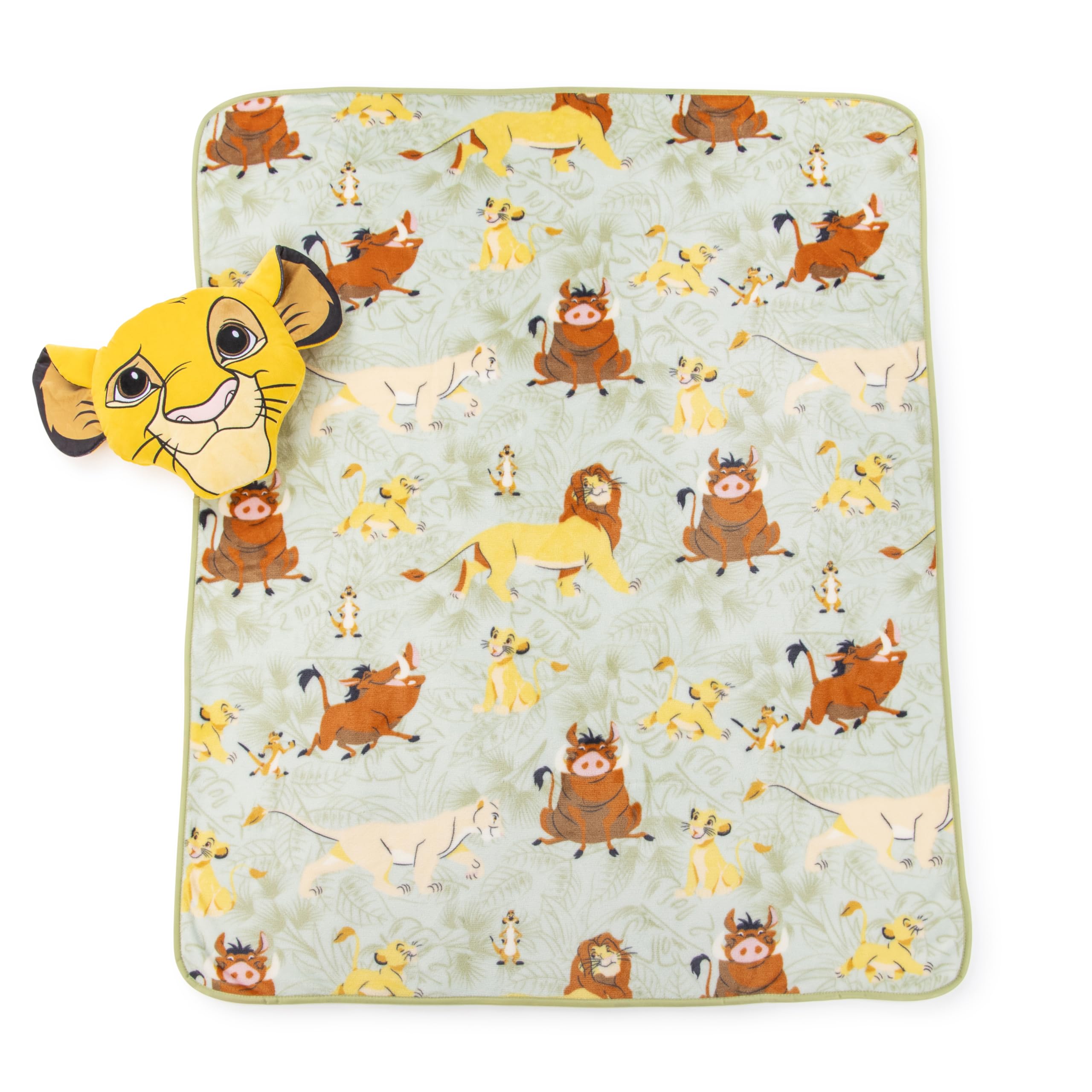 Jay Franco Disney König der Löwen Simba Nogginz Set, leichte Reisedecke und Plüschkissen, 101,6 x 127,7 cm, superweich, 2-teiliges Safari-Tier-Bettwäsche-Set für Kinder