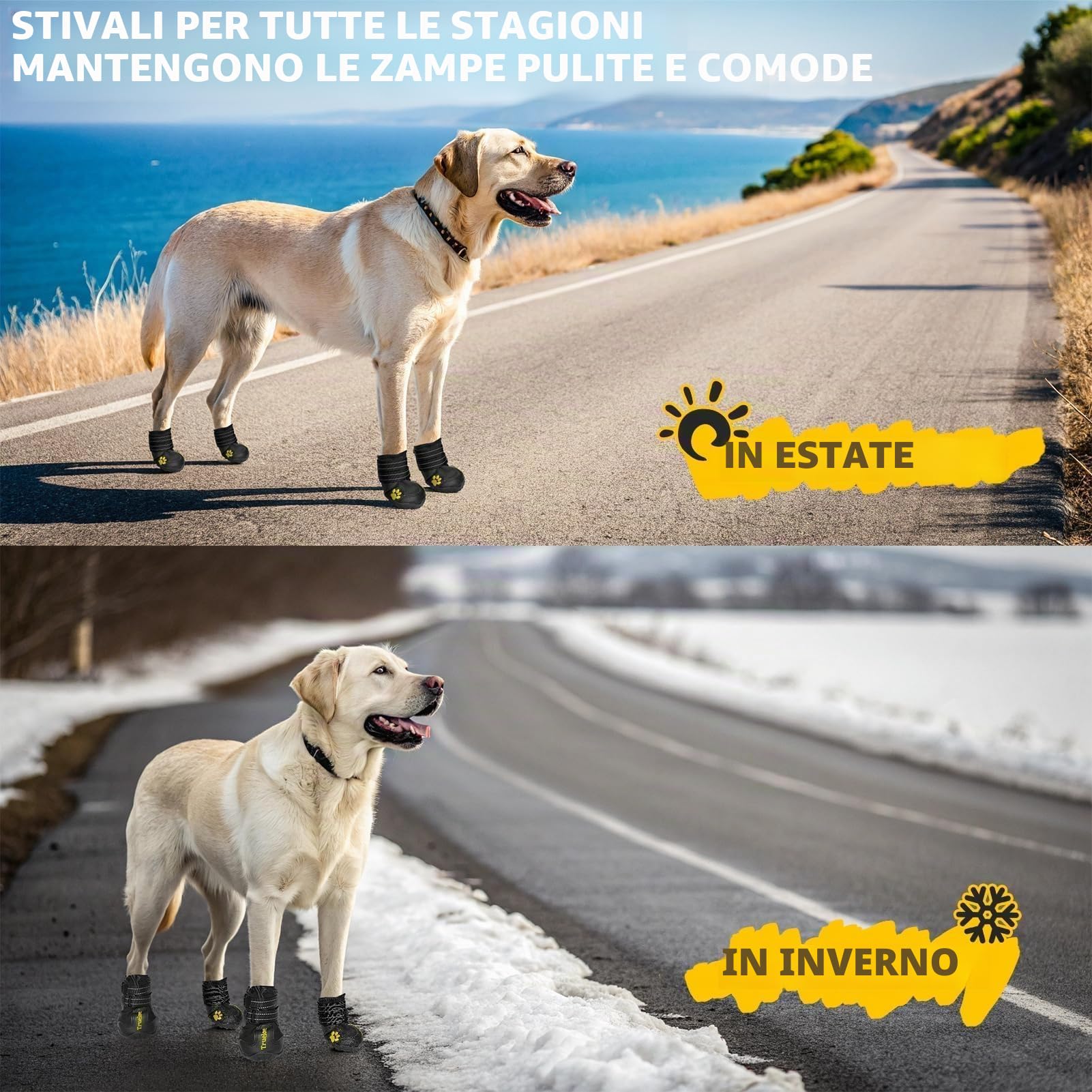 EXPAWLORER Scarpe antiscivolo per cani, impermeabili e antimacchia, con cinghie riflettenti per attività all'aperto, protezioni per zampe ferite, clima caldo o giornate di neve
