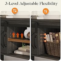 Vista 4 de RoyalCraft Mesa de entrada de granja con almacenamiento, mesa de consola de 46 pulgadas con puerta corrediza de granero, mesa de sofá rústica