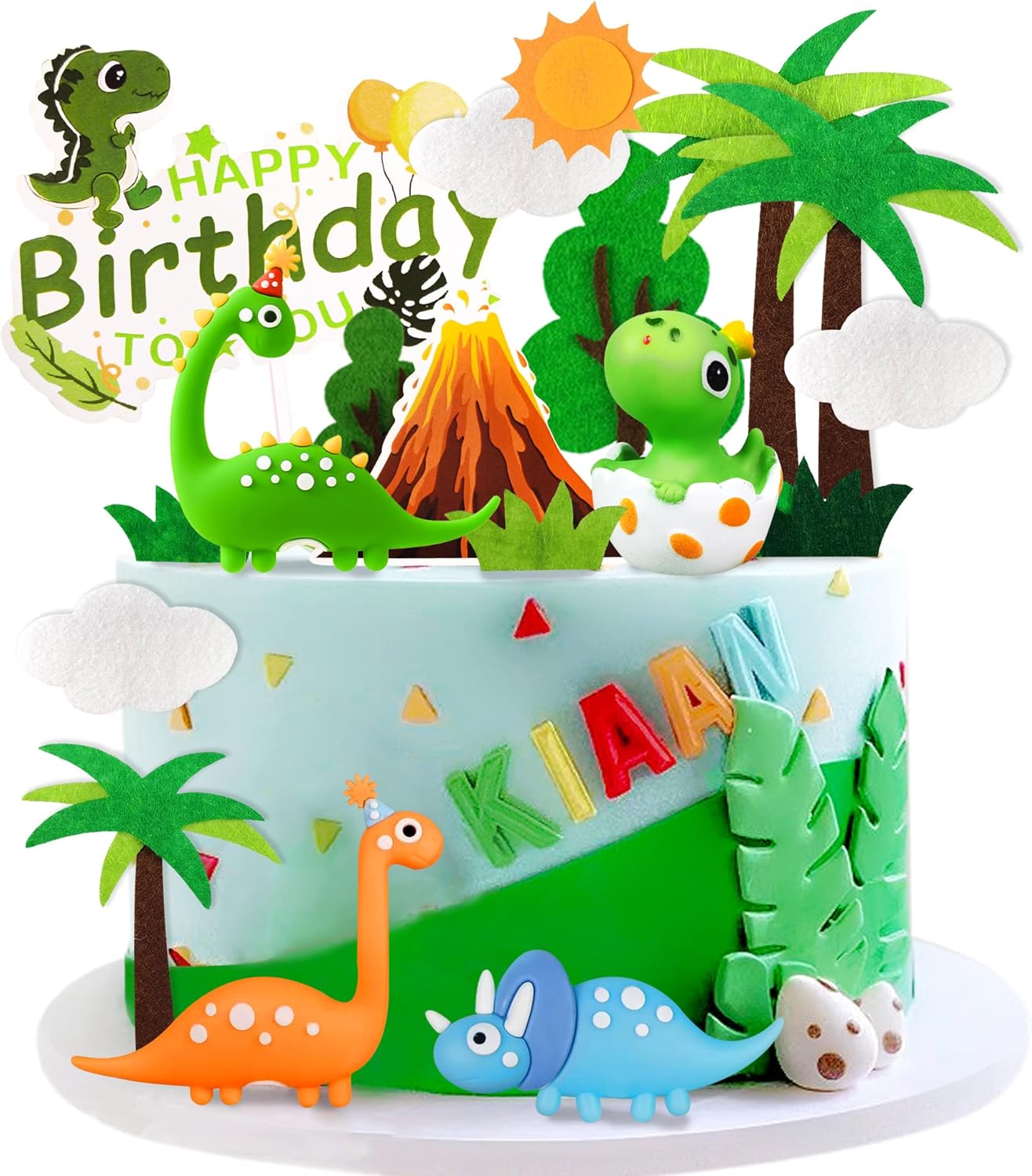 Dinosaur Cake Topper Decorations with Trees Dinosaur