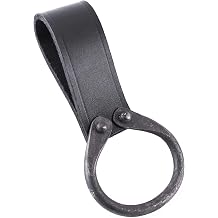 Battle-Merchant Axe Belt Holder with Hand-Forged Ring Leather Axe Loop for Hatchet Carry, Medieval LARP & Outdoor Gear