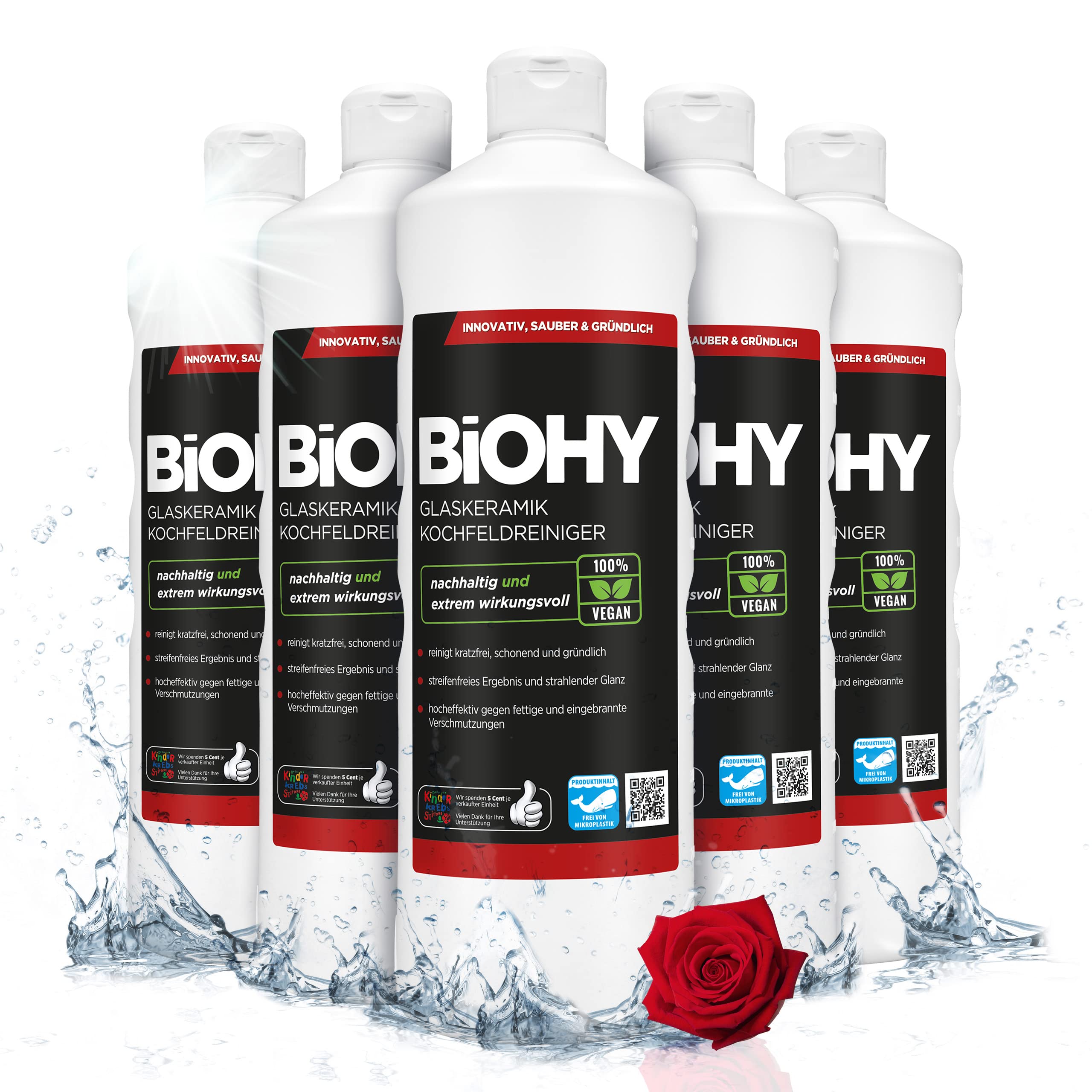 BIOHYGlass Ceramic Hob Cleaner (6 x 1l Bottle) | Ideal for Cleaning and Care of The hob and Induction | Suitable for All appliances (Glaskeramik Kochfeldreiniger)