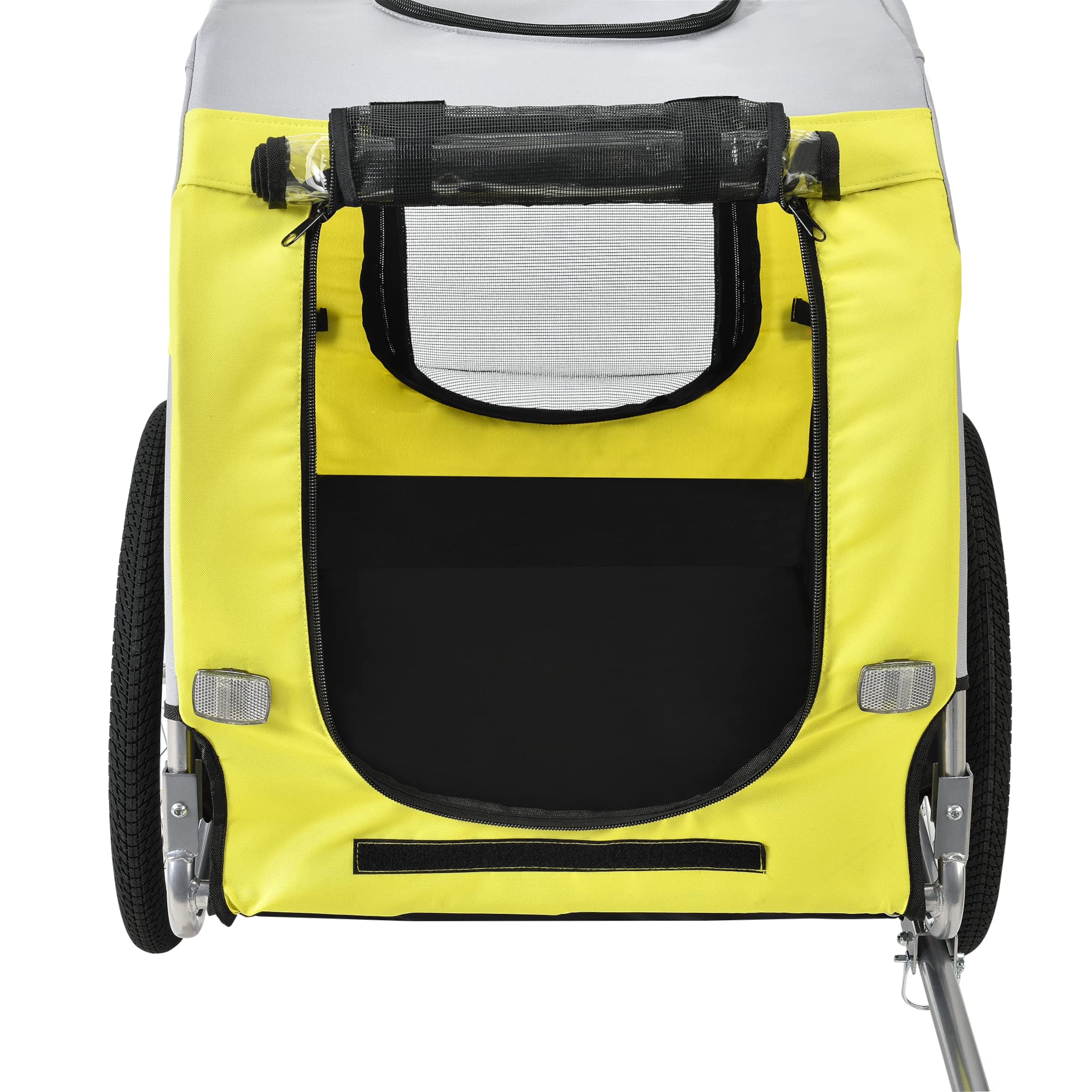 pro.tec Rimorchio per Bicicletta per Trasporto Cani 138 x 71 x 90 cm Carrello per Trasporto Animali Domestici Carico Max.26 kg - Giallo-Griggio-Nero