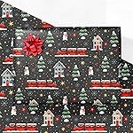 GIOLNIAY Green Christmas Train Wrapping Paper - Holiday Gift Wrap with Red Train, Snowman, Snowy Trees and Village Houses - 4 Jumbo Sheets, 2840 Each, Easy to Store