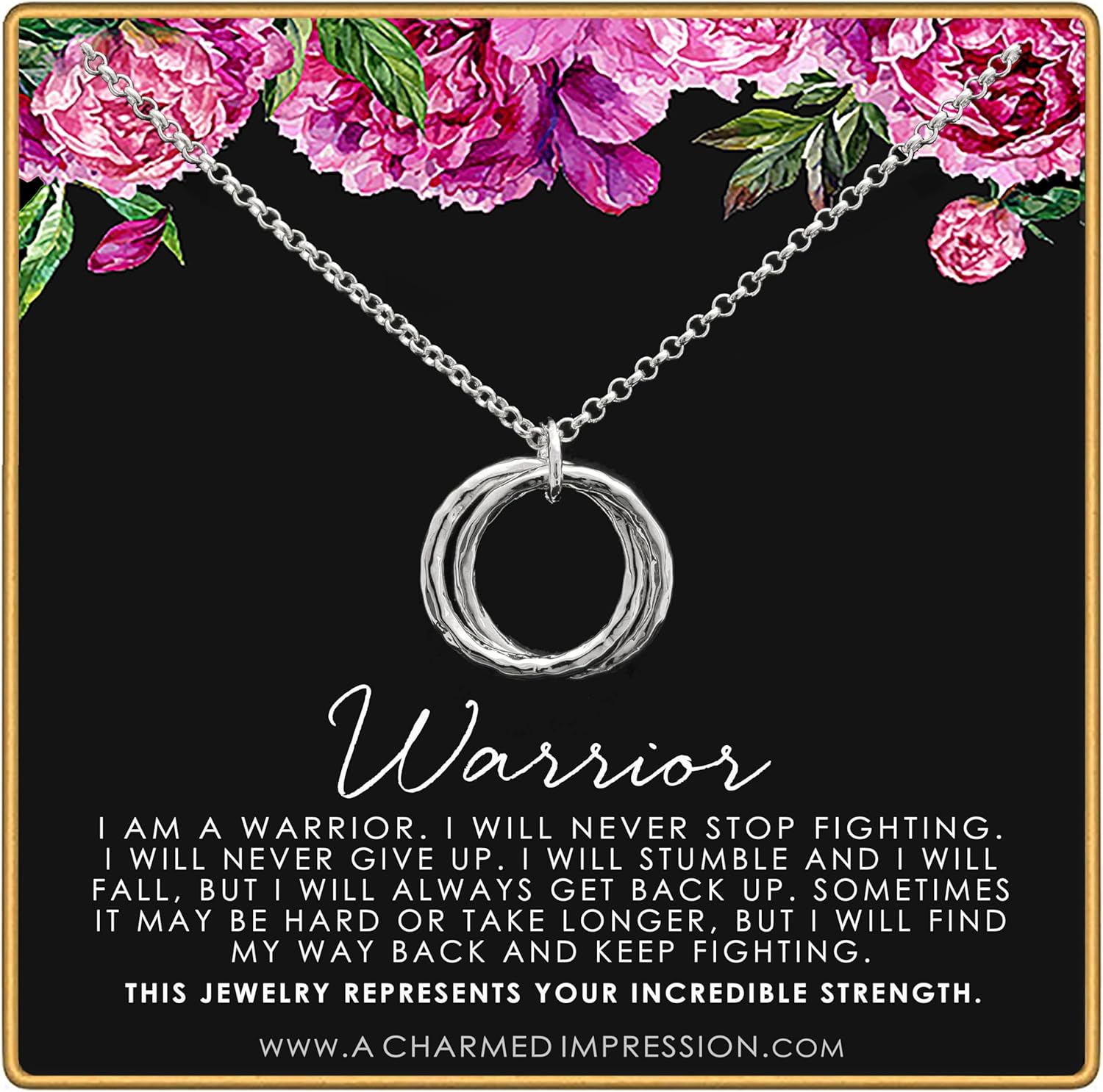 A Charmed Impression Gold Hammered Infinity Necklace - Warrior Survivor Gift - Image 4