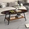 Hawthyhome Round Side Table 2-Tier Coffee Table with Storage Modern Glass Table Metal Frame for Living Room Bedroom Black Glass