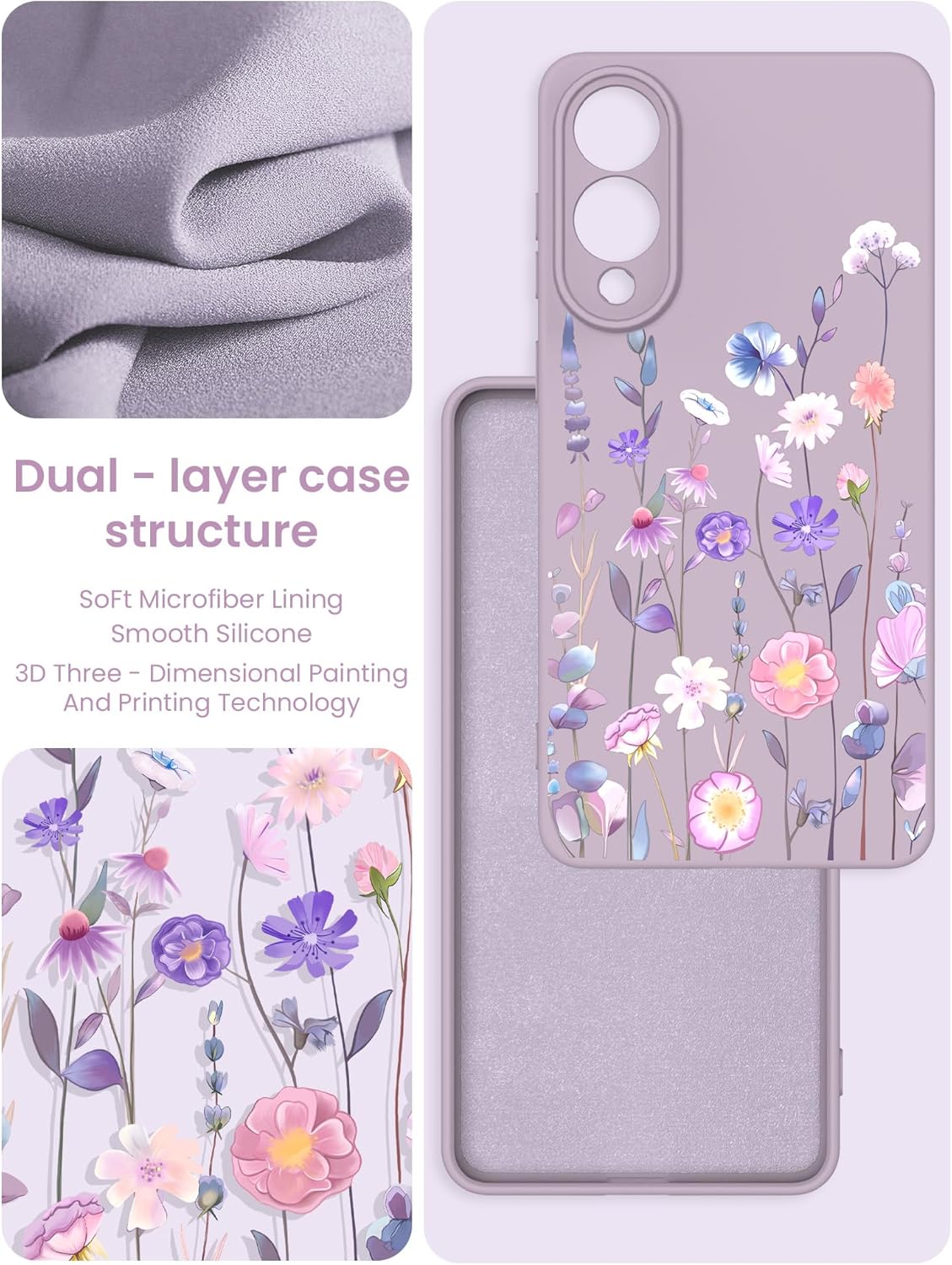 for Samsung Galaxy S25 Edge Case, Girls Women Florals Liquid Silicone Phone Case, Shockproof Anti-Scratch Soft Protection Case with Screen Protectors for Galaxy S25 Edge (Colorful) - Image 3