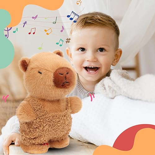 Miniatura 6 de Easfan Talking Capybara repite lo que dices, caminar y cantar, juguete de peluche eléctrico interactivo, divertido juguete animado que imita el