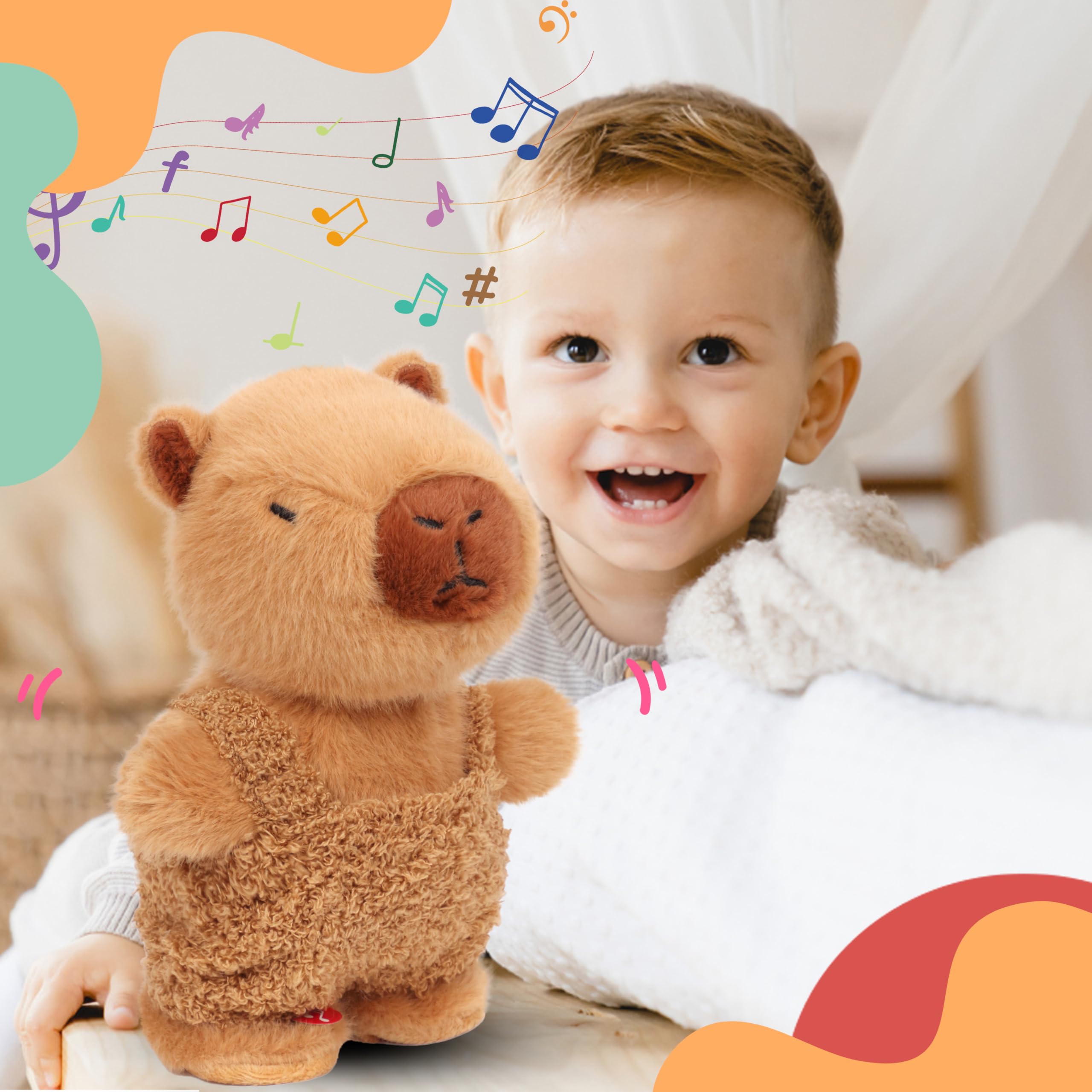 Easfan Talking Capybara Repeats What You Say Walking Singing Stuffed Animal Electric Interactive Plush Toy Funny Animated Toy Mimicking Speaking Birthday for Kids Toddlers,9''