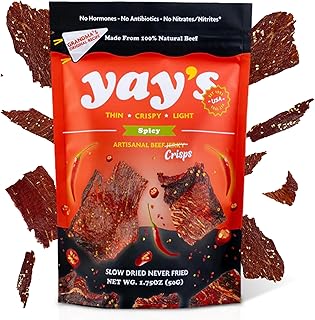 Yay's Snacks Sweet and Spicy Beef Crisps | Crispy, Crunchy, High Protein Snacks | Spicy Beef Jerky with 24G Protein Snacks Per Bag | Healthy Meat Snacks Non-GMO, USA Made - 1 Packs (1.75 Oz Each)