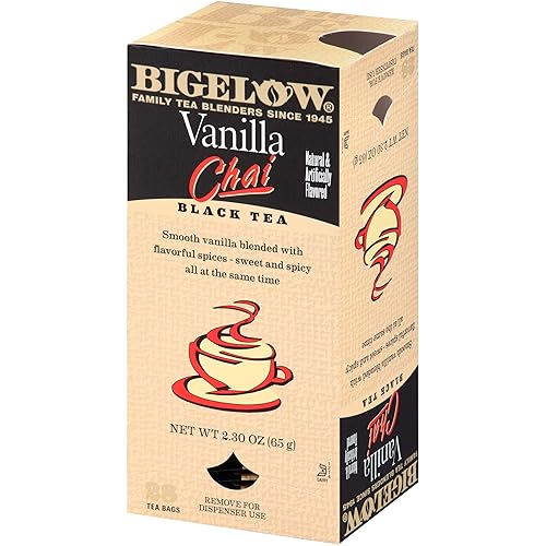 Miniatura 295 de Bigelow Vanilla Chai Black Tea, caja de 20 sobres (paquete de 6), té negro con cafeína, 120 bolsas de té en total