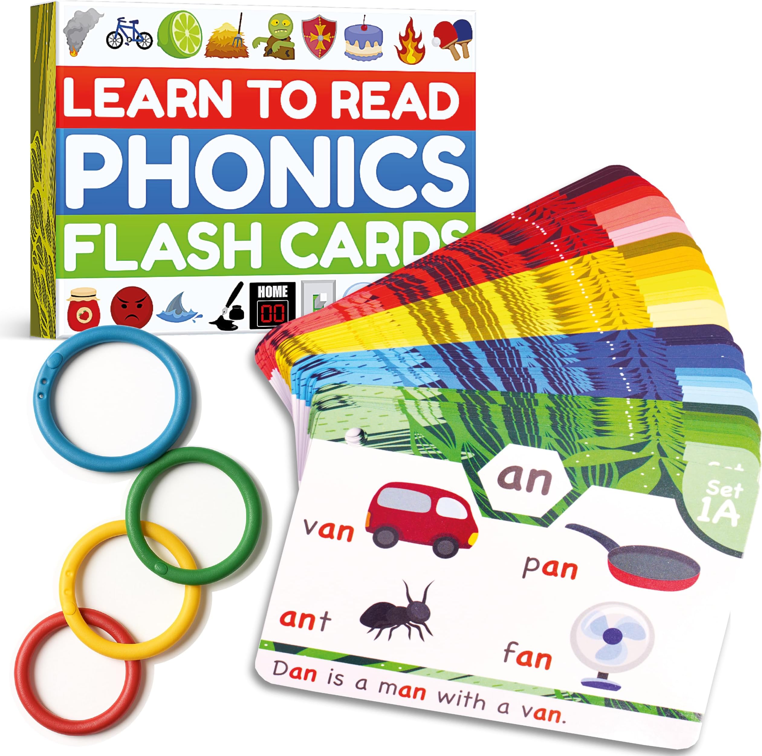 Phonics Flash Cards - Learn to Read in 20 Phonic Stages - Education for Kids Ages 4-8 Kindergarten 1st 2nd Grade