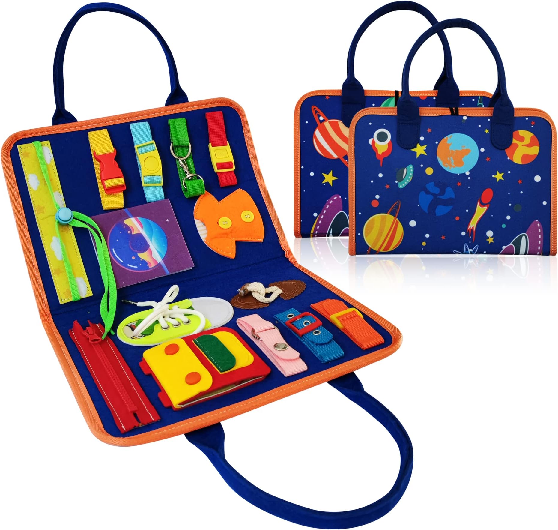 TenFans Space World Montessori Toys, Educational Learning Toys, Busy Board for Toddlers 3-6 Year Old, Sensory Toy, Baby Dress Toys, Activity Board for Montessori Activities…