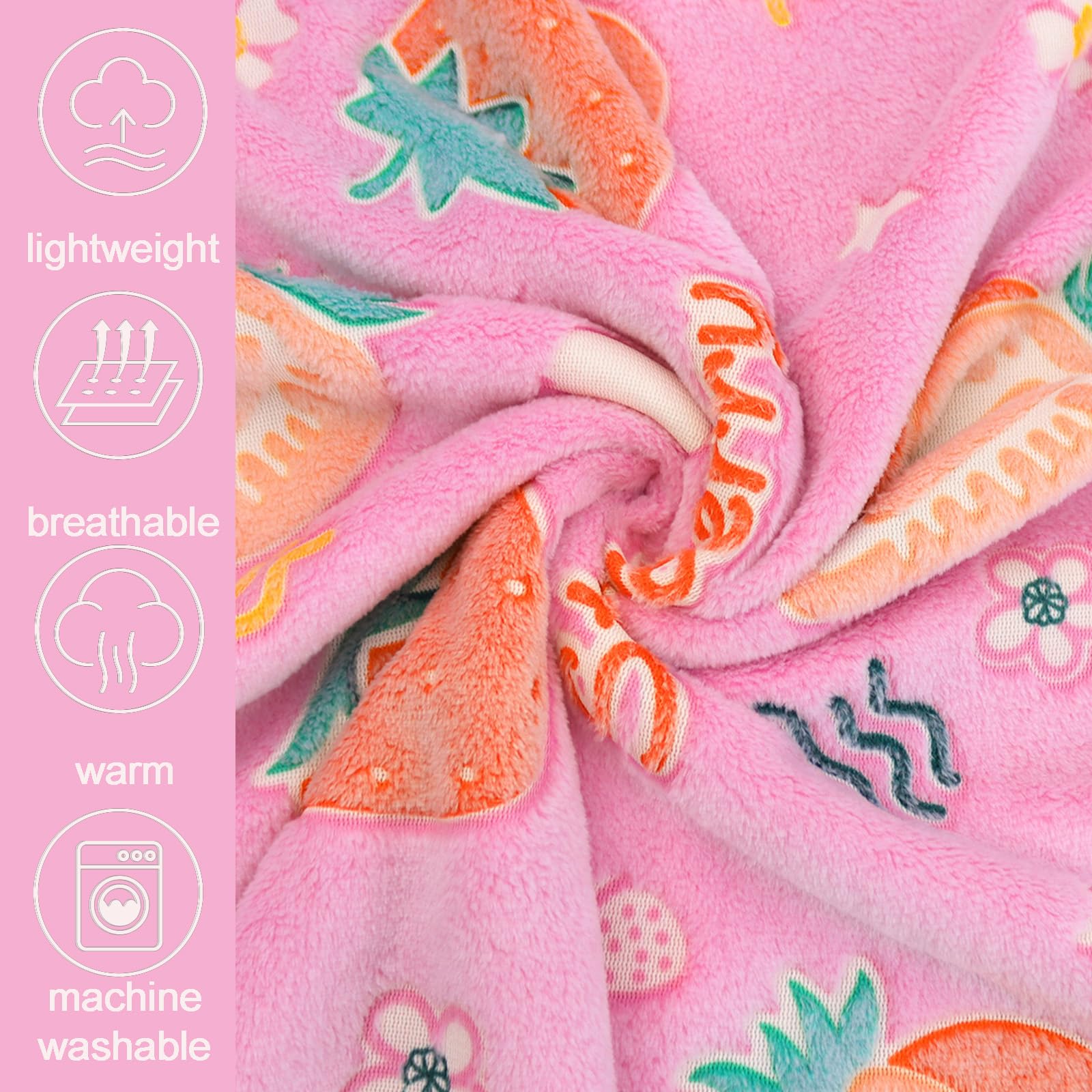 LXTOPN Cuddly Blanket for Children Girls Blanket Glow in the Dark Children's Blanket with Strawberry Pattern Fluffy Blanket Gift for 3 4 5 6 7 8 9 Years - Image 4