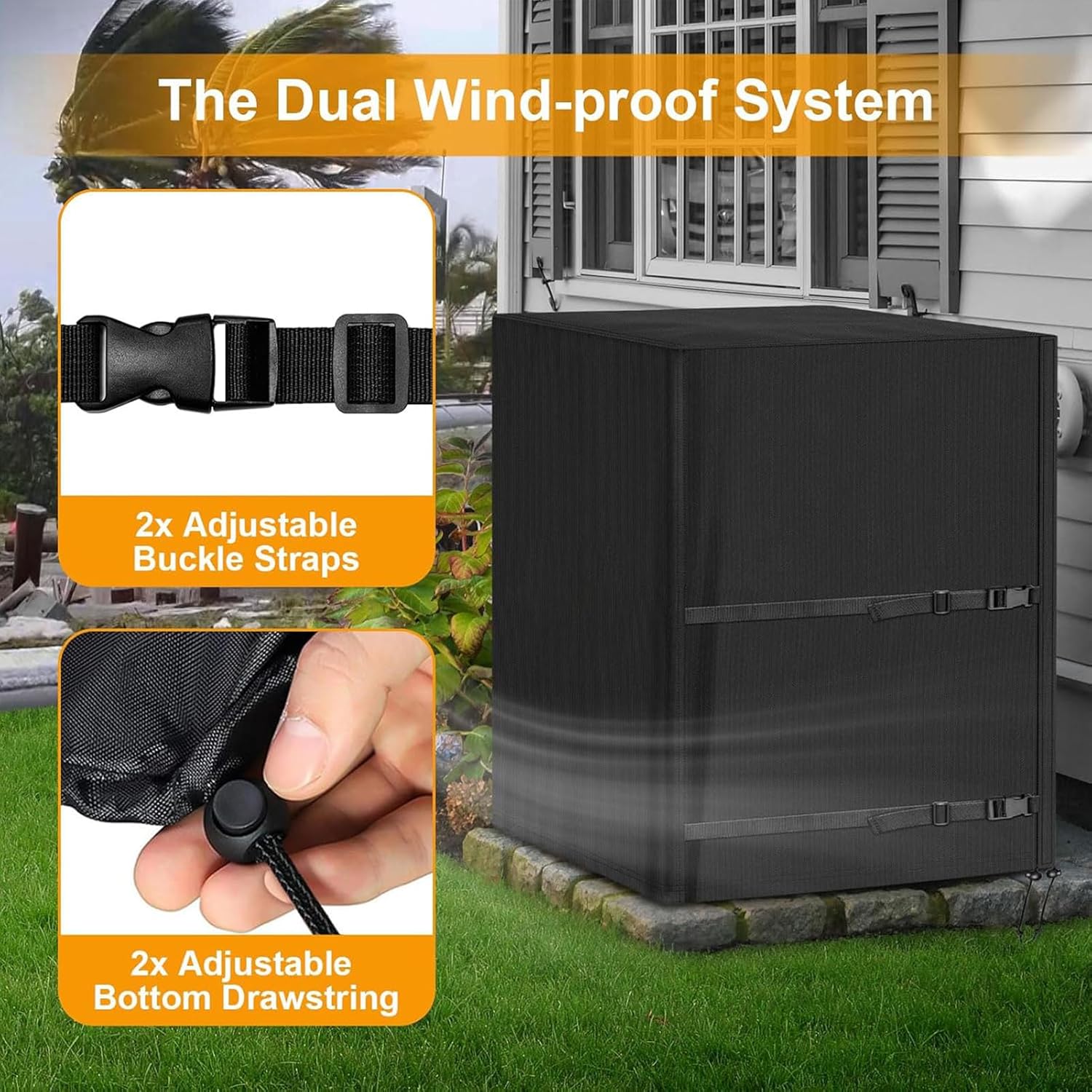 Air Conditioner Cover for Outside Unit, Heavy Duty Veranda Air Conditioner Cover, Outside Units, Windproof, Anti-UV, Tear & Fade Resistant AC Square protective (30"Wx30"Dx32"H)