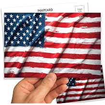 American Flag Postcards 10 Pack Patriotic Vintage USA Red White Blue Post Cards - 4x6 Bulk Blank Back Cards for 4th of July, Memorial Day, Veterans Day, Labor Day, BBQ & Holiday Celebrations