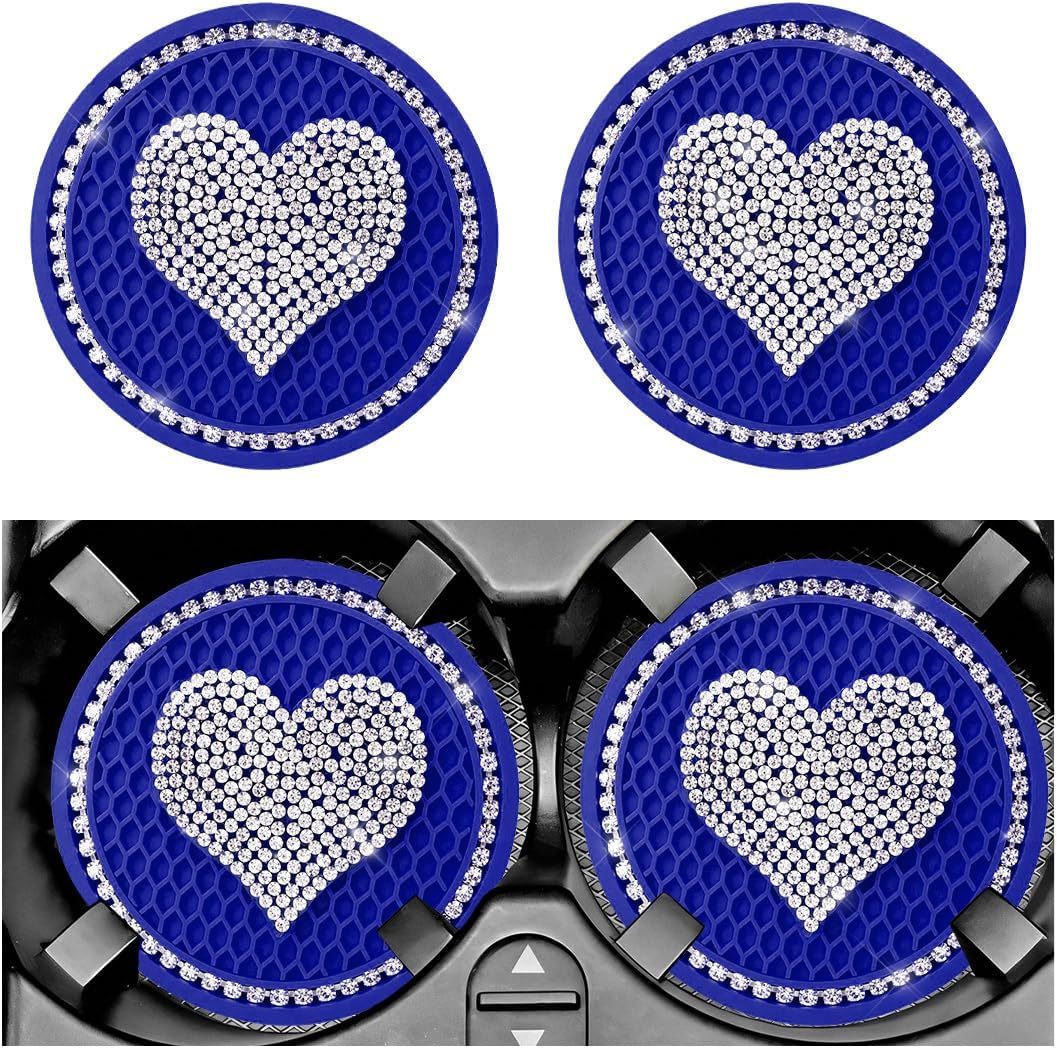 2 PCS Car Cup Coaster, Auto Cup Holder Insert Coaster (Blue)