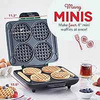 Vista 2 de DASH Mini waflera múltiple: cuatro mini waffles, perfectos para familias e individuos, superficies antiadherentes dobles de 4 pulgadas
