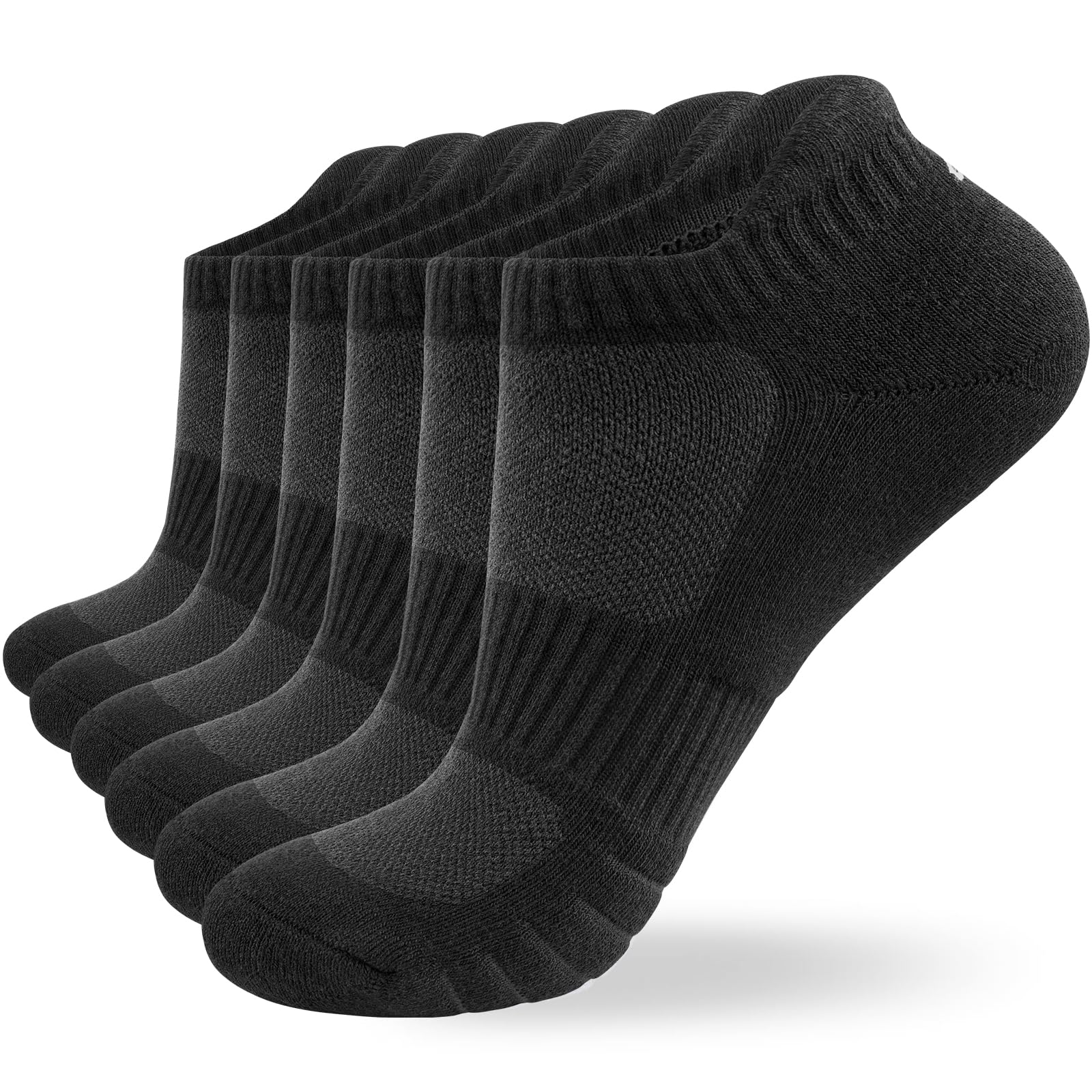 coskefy 6 Paar Sneaker Socken Herren Damen Baumwolle Sportsocken Kurz Running Socken Laufsocken Knöchelsocken Schwarz Weiß Grau Atmungsaktiv