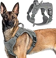 Vista 22 de rabbitgoo - Arnés táctico para perros grandes, chaleco de servicio militar sin tirones con asa y equipo Molle, fácil control para entrenar