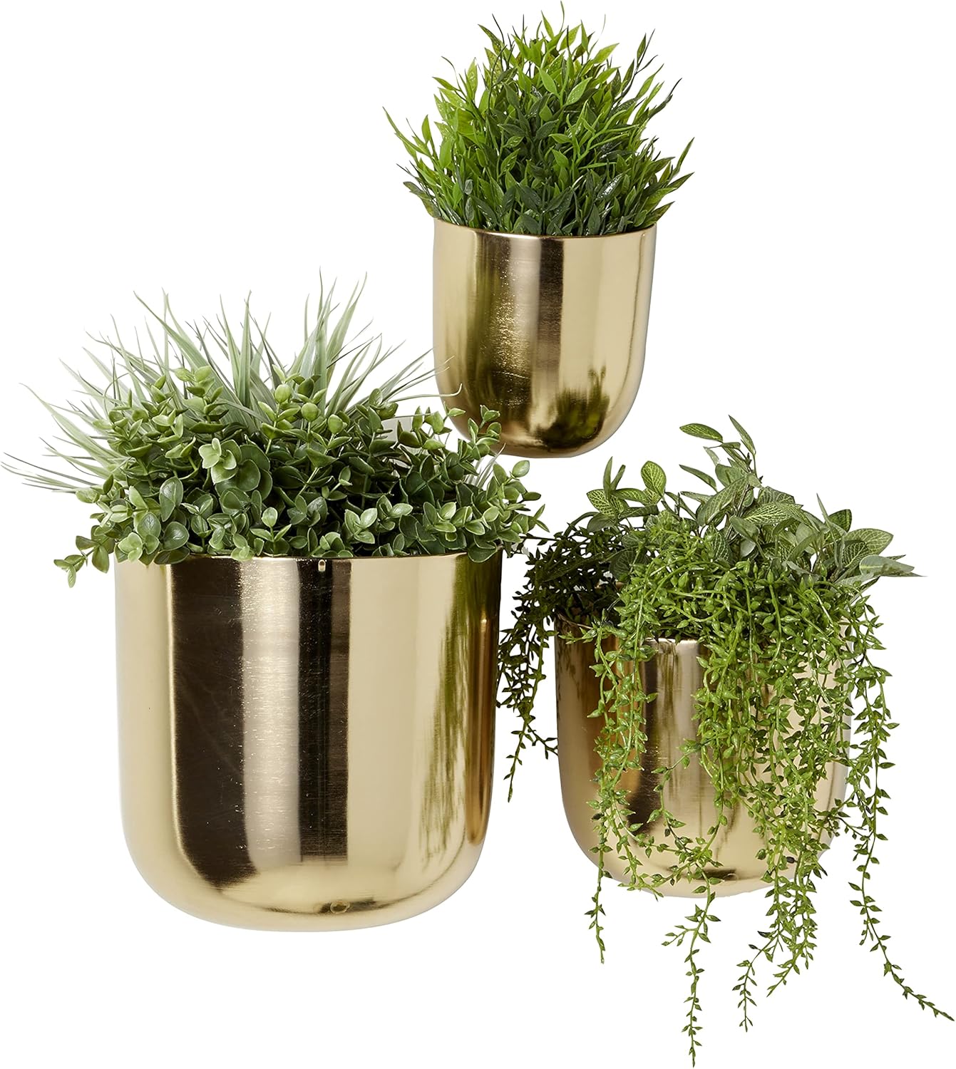 Gold Iron Indoor Outdoor Round Wall Planter Set of 3