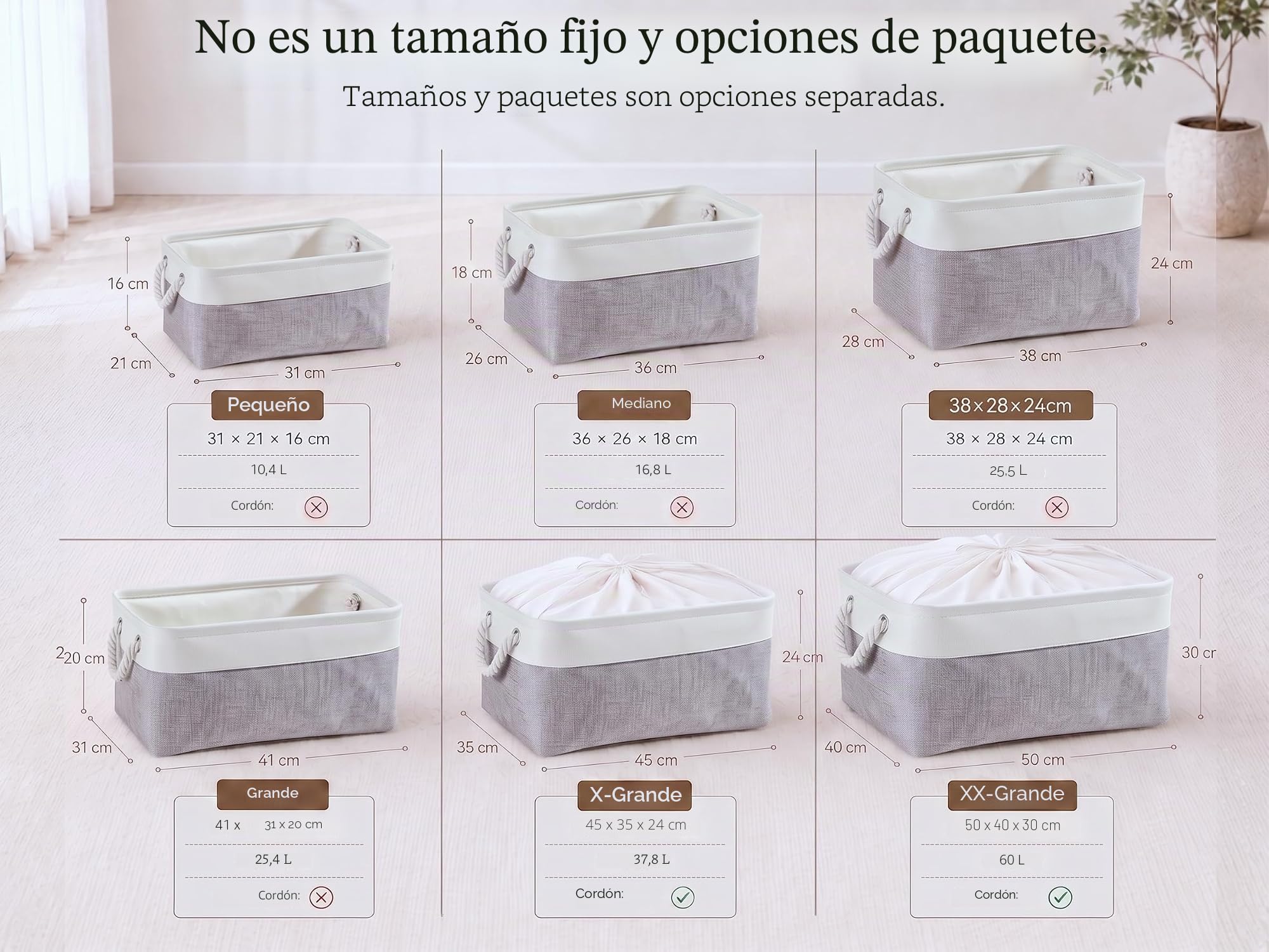 Mangata Juego de 4 cajas de almacenamiento XXL, canastas de almacenamiento de tela de lona con asas para armarios, armarios, estantes, baño, ropa, juguetes, toallas (50 x 40 x 30 cm, gris blanco)