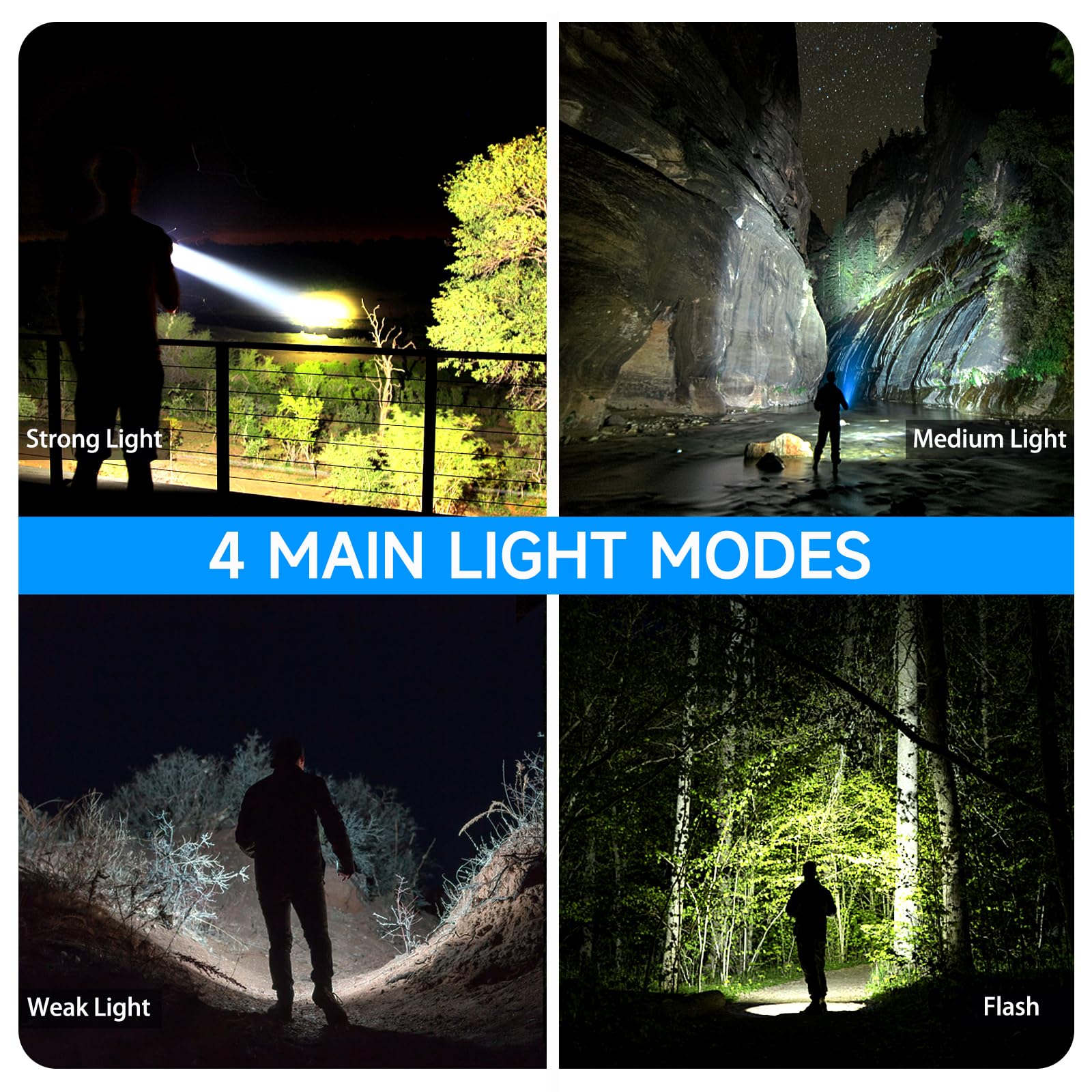Lampes de Poche Rechargeable a Haute Luminosité, 20 0 000 Lumens, Lampe Torche Rechargeable la Plus Lumineuse, Plusieurs Modes Avec Lumière Cob, Lampe de Poche Étanche, Lampe dde Poche Rechargeable
