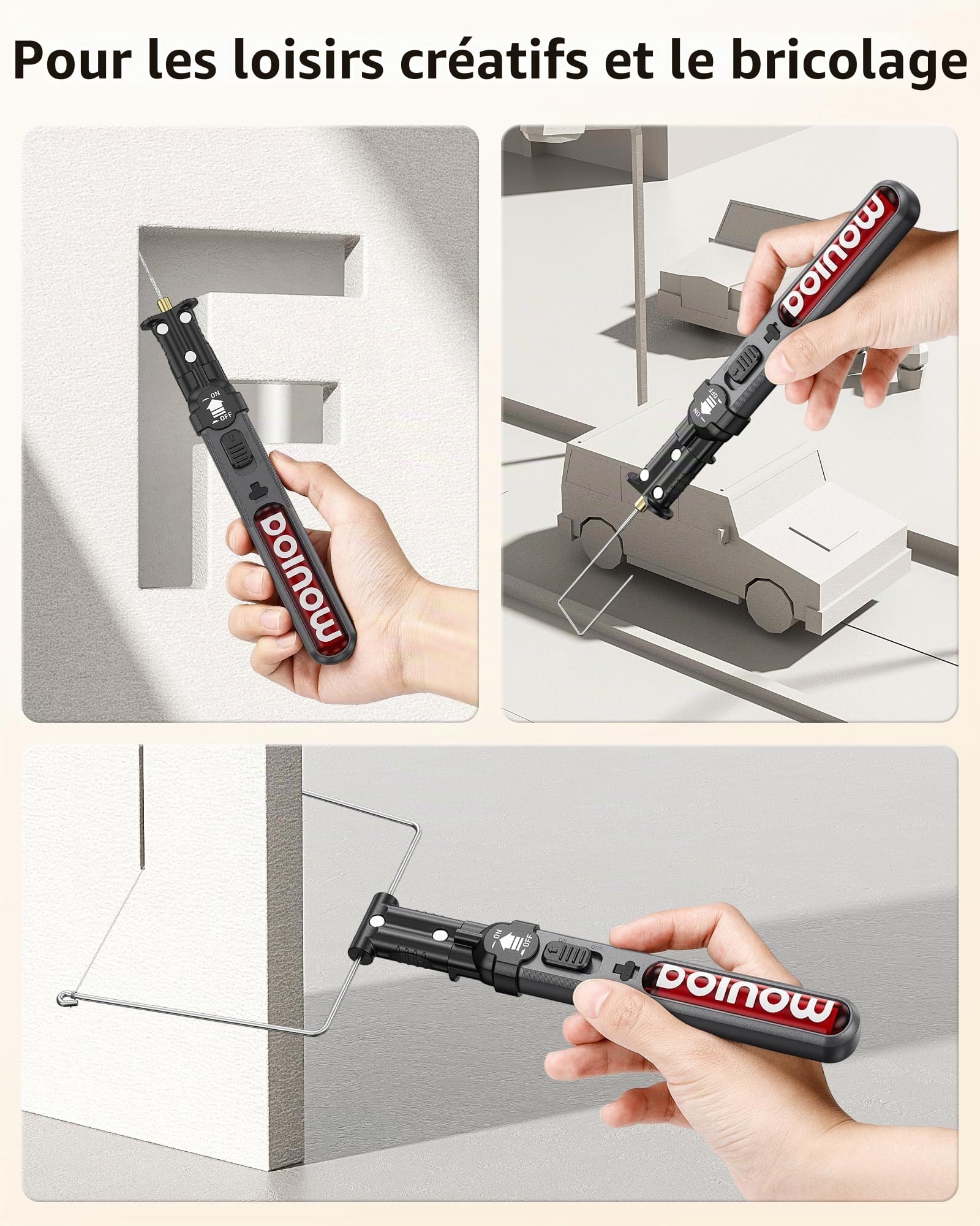 Fil Chaud Découpe Polystyrène Sans Fil, 18W stylo machine à découper électrique polystyrène, lumière LED et chargement USB-C, outil de coupe de mousse 550℃ pour la sculpture sur, l'artisanat