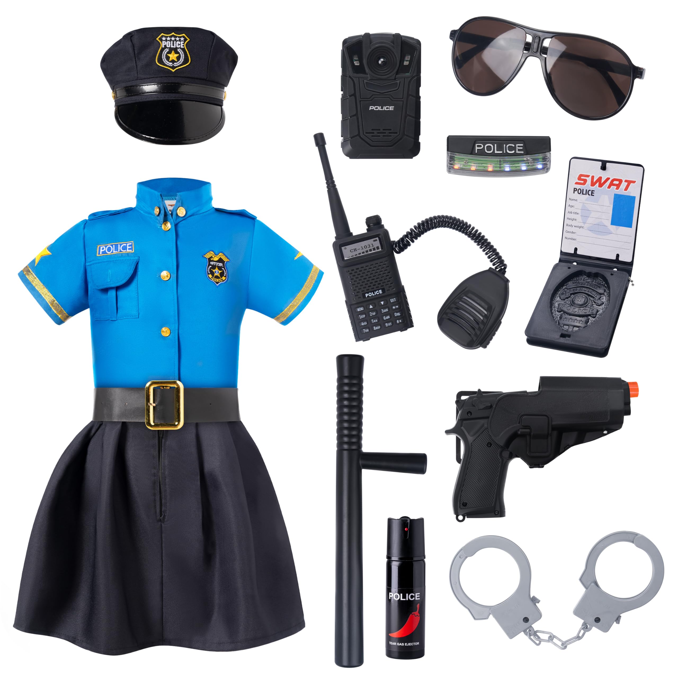 Spooktacular Creations Kostium policyjny na Halloween, dla dziewczynki, jasnoniebieski, styl
