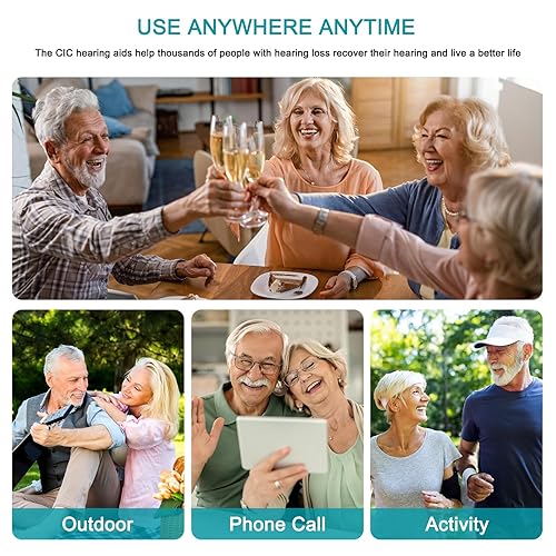 Miniatura 6 de Mini amplificador de sonido digital recargable para personas mayores (PSAP) con reducción de ruido, estuche de carga portátil (par)