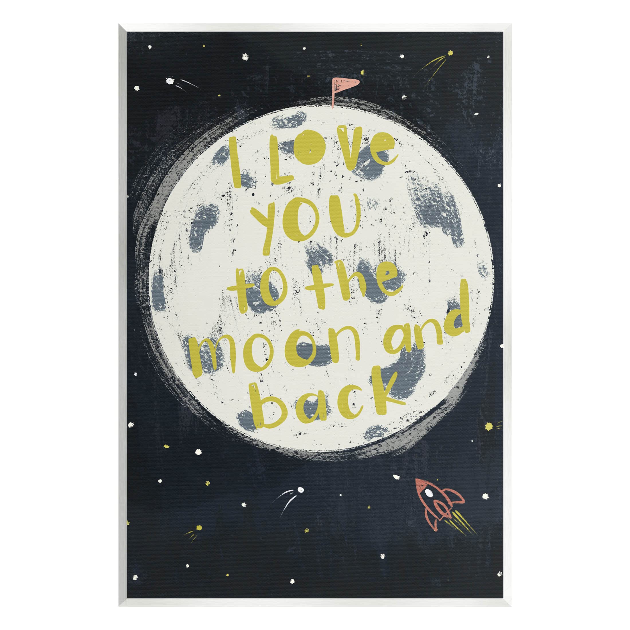 Stupell Industries Love You Moon & Back Outer Space Wood Wall Art, Design by Angel Nicole