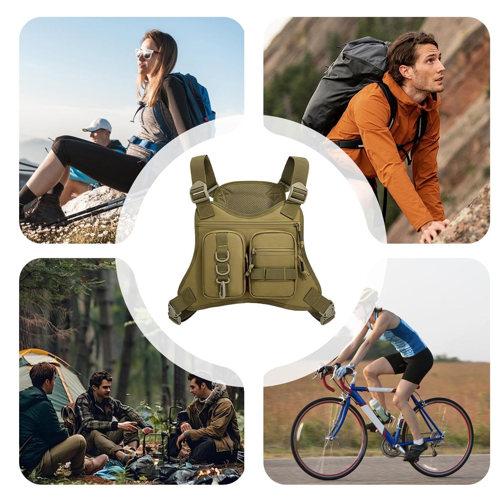 Borsa da petto leggera, custodia ergonomica, confezione da 12x8 pollici con cinghie regolabili, attrezzatura sportiva moderna dal design elegante, porta gilet in nylon, accessorio da esterno per cicli