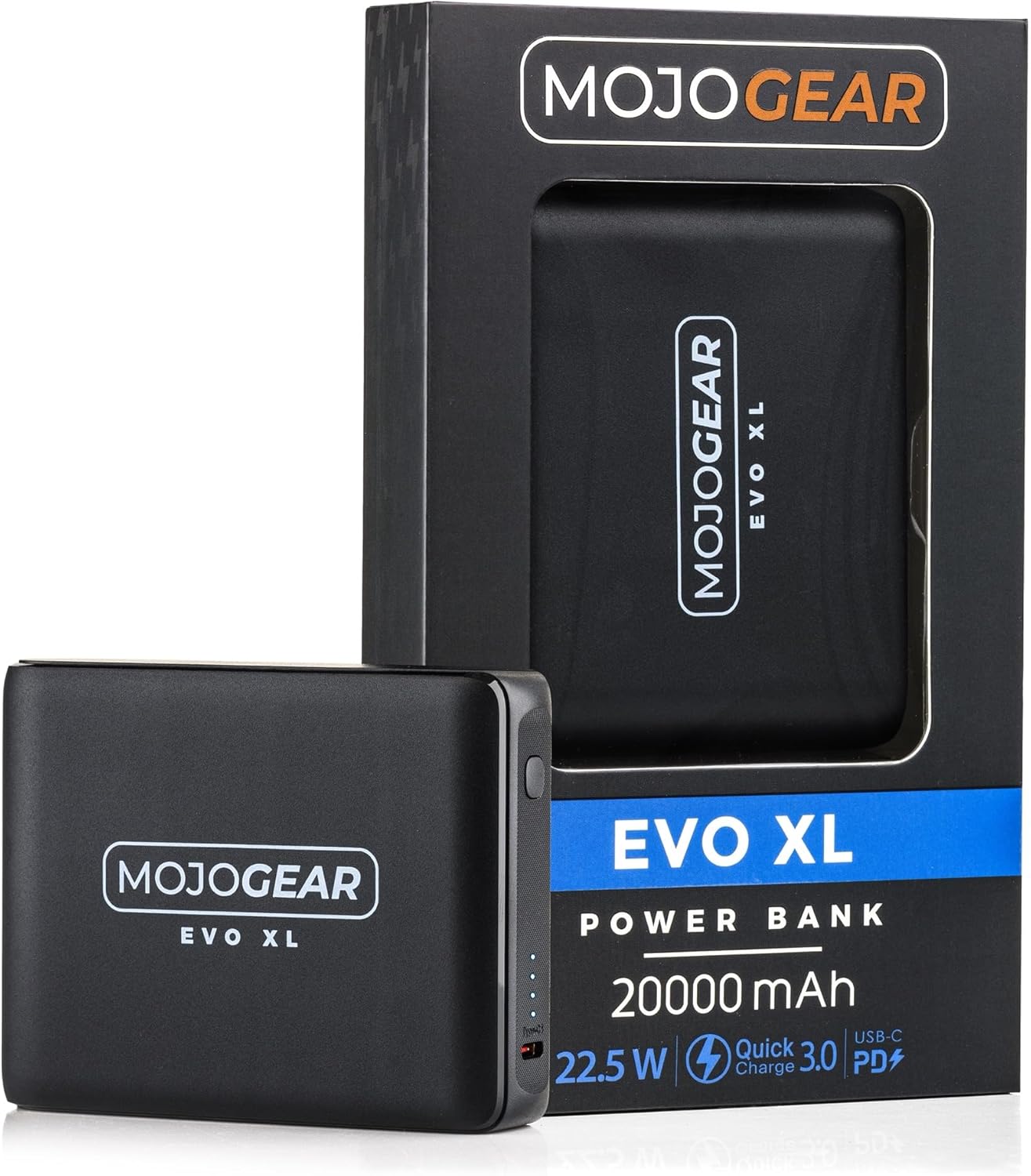 MOJOGEAR EVO XL Powerbank and its packaging