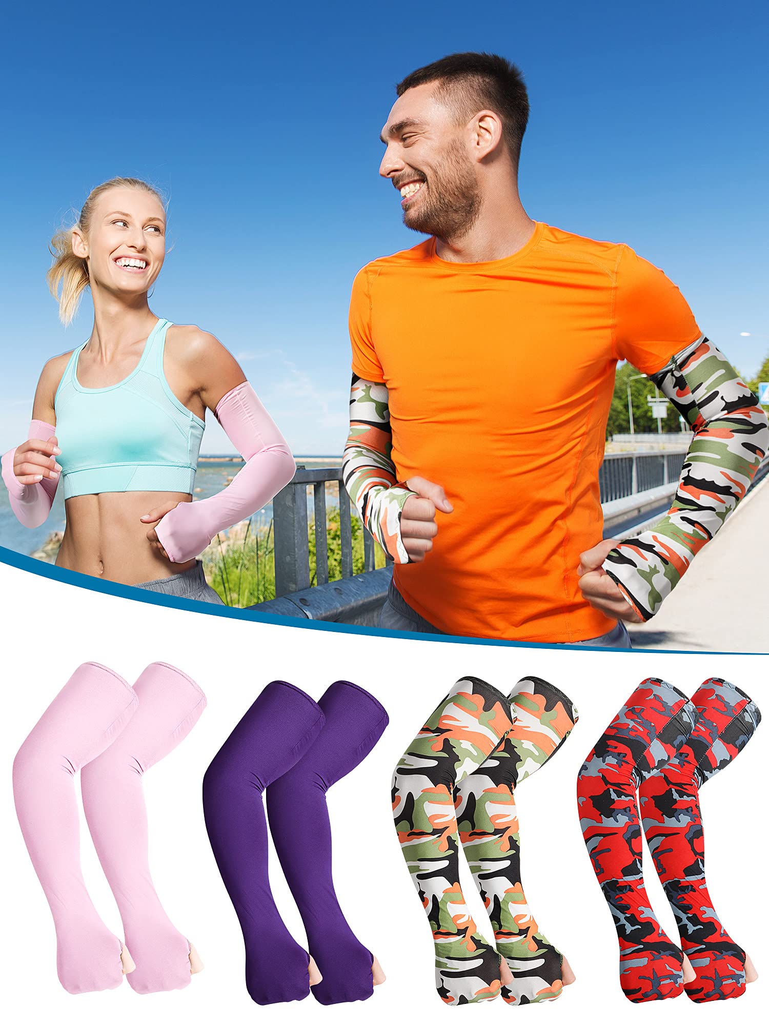 Geyoga 20 Paar Sonnenschutzmanschetten für Arme, kühlende Arm-Kompressionsmanschetten, weiche Eisseide, Unisex, fingerlose Handschuhe für Männer und Frauen, Sport, Outdoor, Gartenarbeit, Laufen