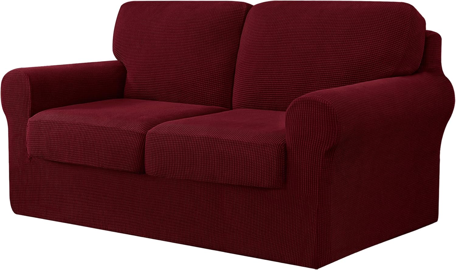CHUN YI 5 Piece Stretch Loveseat Sofa Cover, 2 Seater Couch Slipcover with Two Separate Backrests and Cushions with Elastic Band, Checks Spandex Jacquard Fabric(Medium,Gray) : Home & Kitchen