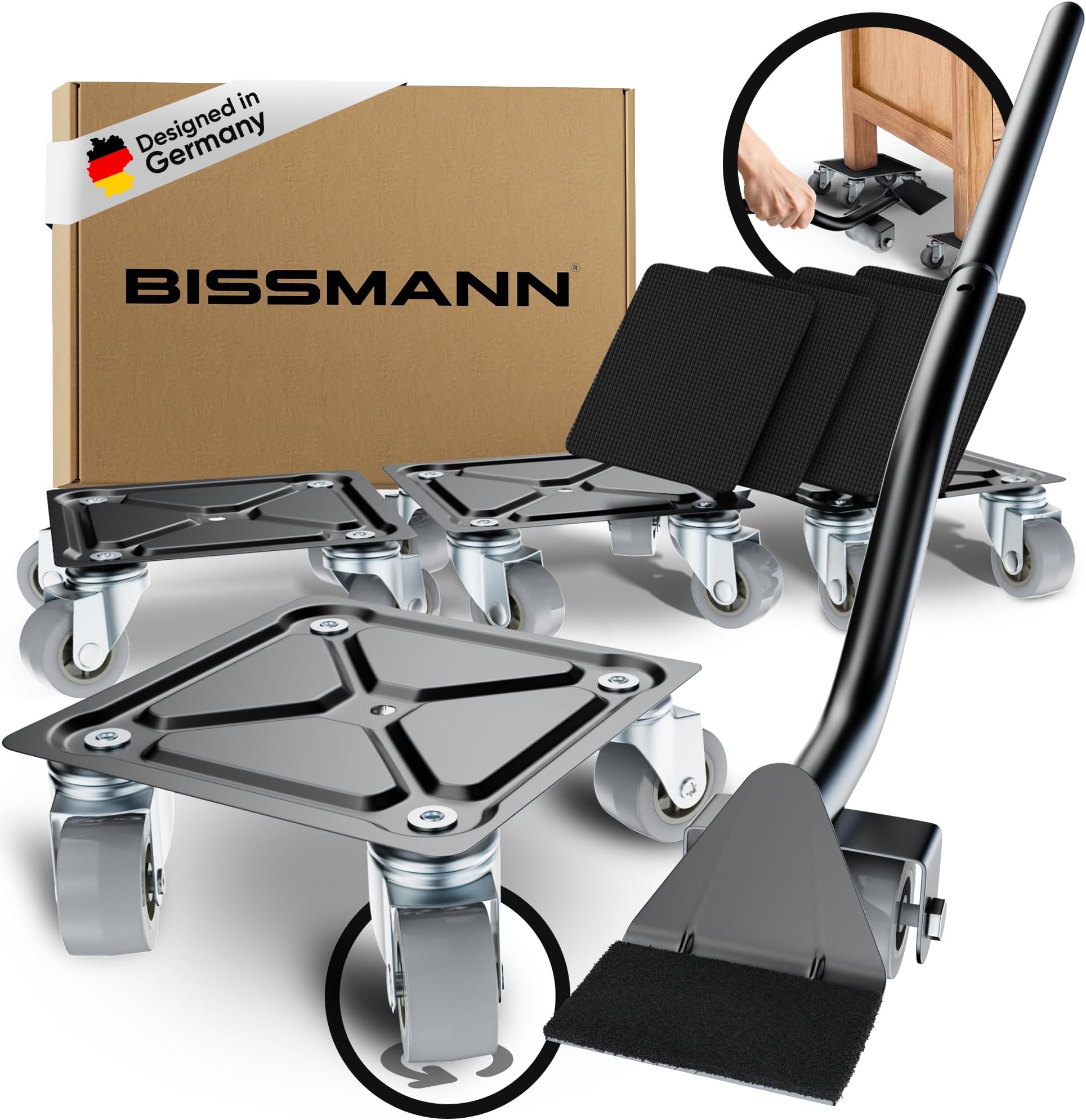 Kinzo Möbel-Gleitroller 4 Rollen, 8 Höhenregler, Stabile Transporthilfe ...