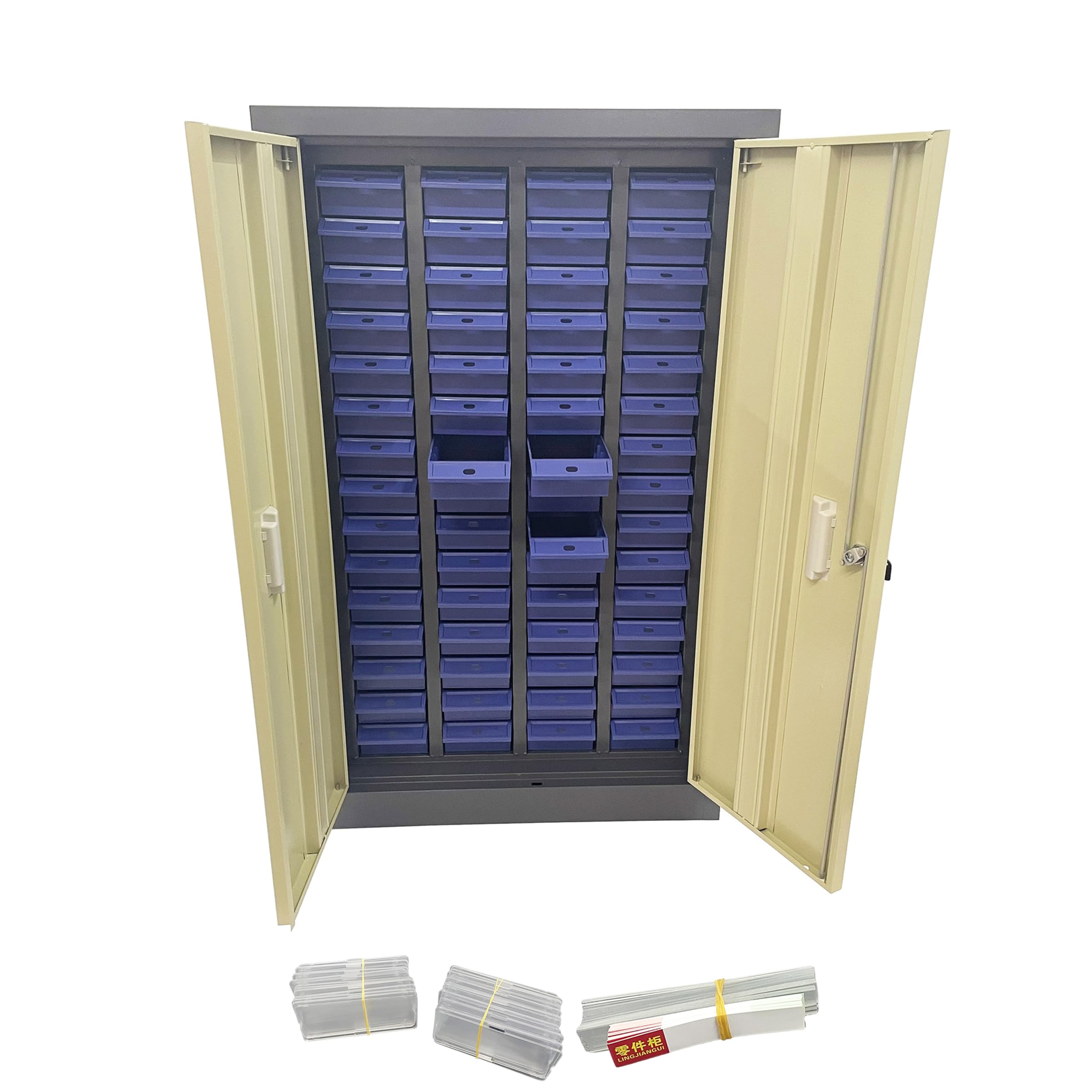 IntXanth Parts Cabinet Screw Hardware Spare Parts Storage Organizer with 60 Small Drawers 7.8 * 3.9 * 1.9 inch for Bolts Nuts Legos Beads Metals Documents Garages Factories Offices with Lockable Door