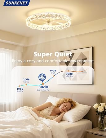 White Ceiling Fan with Light with Remote, 50cm Ceiling Fan Light [Energy Class C]